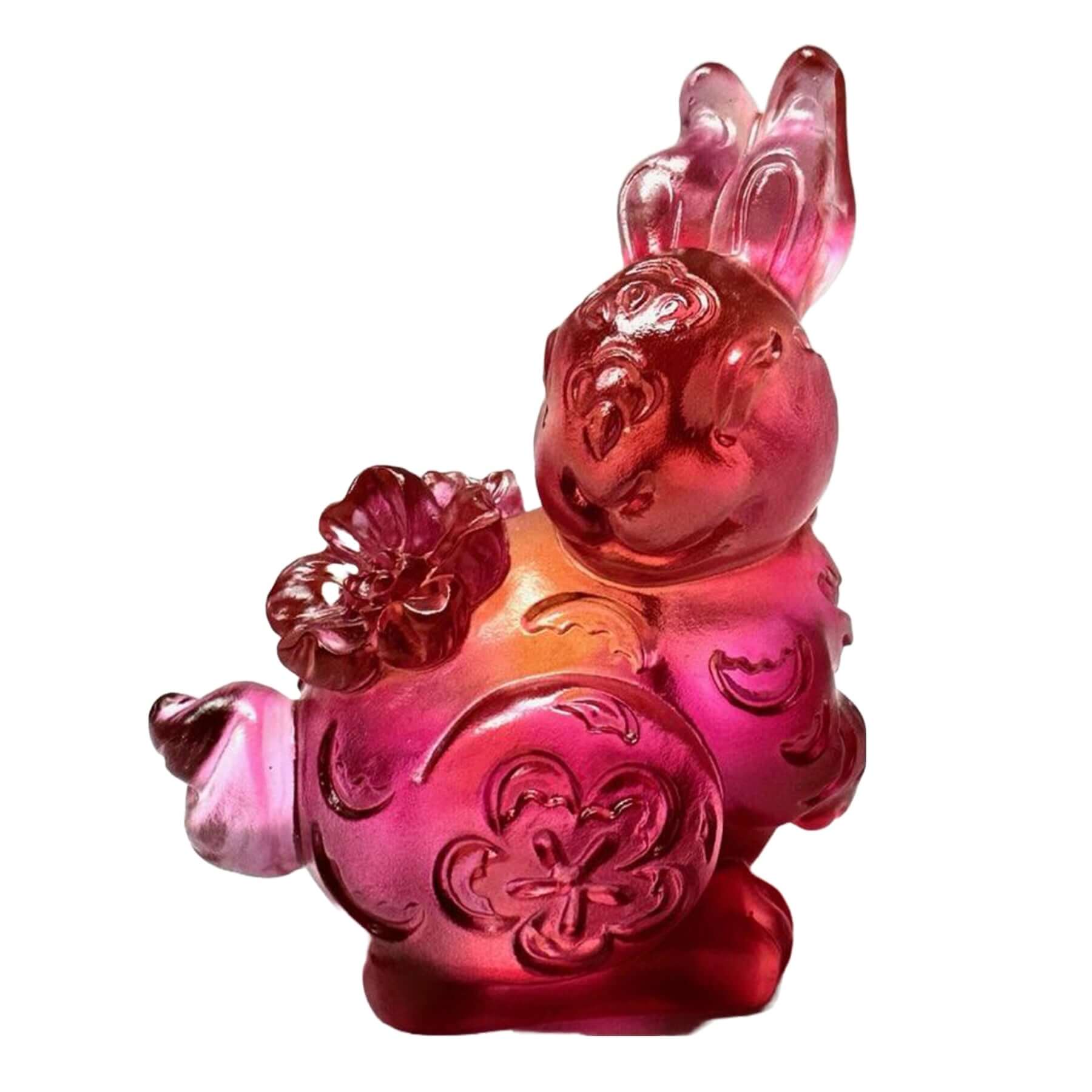 LIULI Crystal Art Crystal Content Rabbit, Wishes of Joy and Fortune, Year of the Rabbit