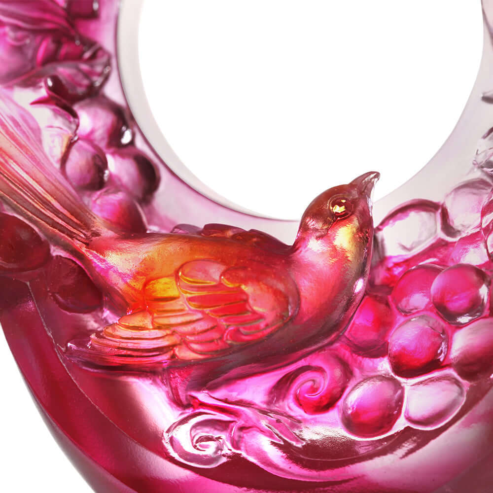 LIULI Crystal Art Crystal Begonia Flower, "Auspiciousness Doubled"