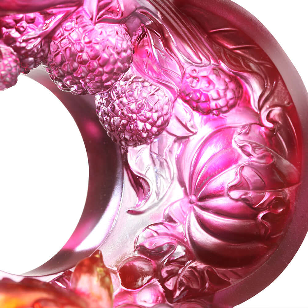 LIULI Crystal Art Crystal Begonia Flower, "Auspiciousness Doubled"