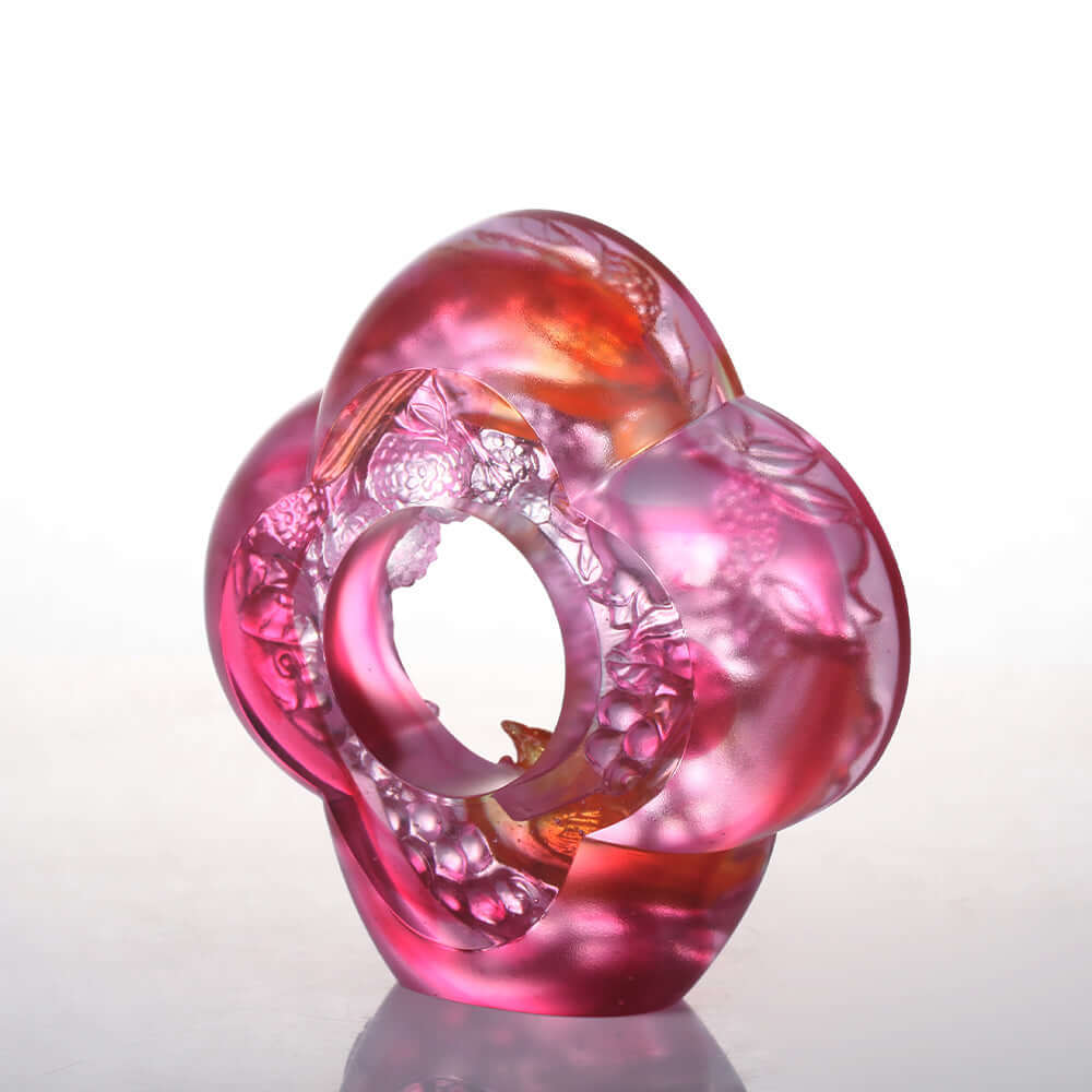 LIULI Crystal Art Crystal Begonia Flower, "Auspiciousness Doubled"