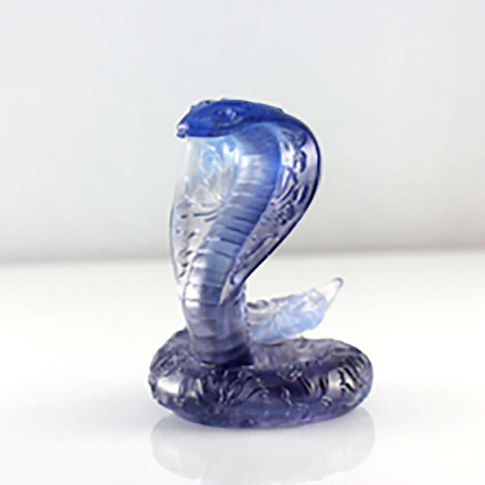 LIULI Crystal Art Crystal Cobra Snake, "Opulence Invites Sun and Moon"