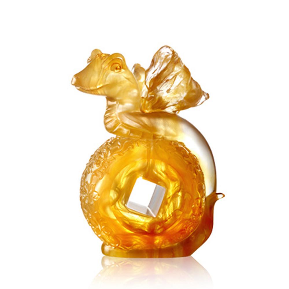 LIULI Crystal Art Crystal Snake Figurine, "Come Joyous Fortune"