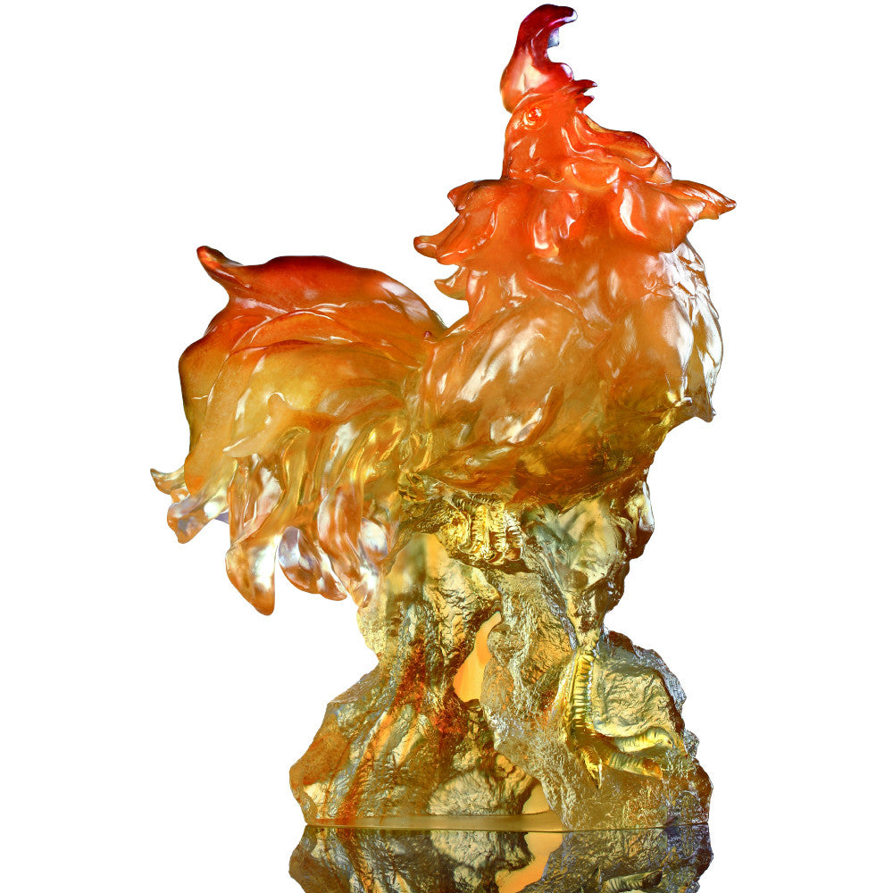 LIULI Crystal Art Crystal Rooster, "Divine Sound"