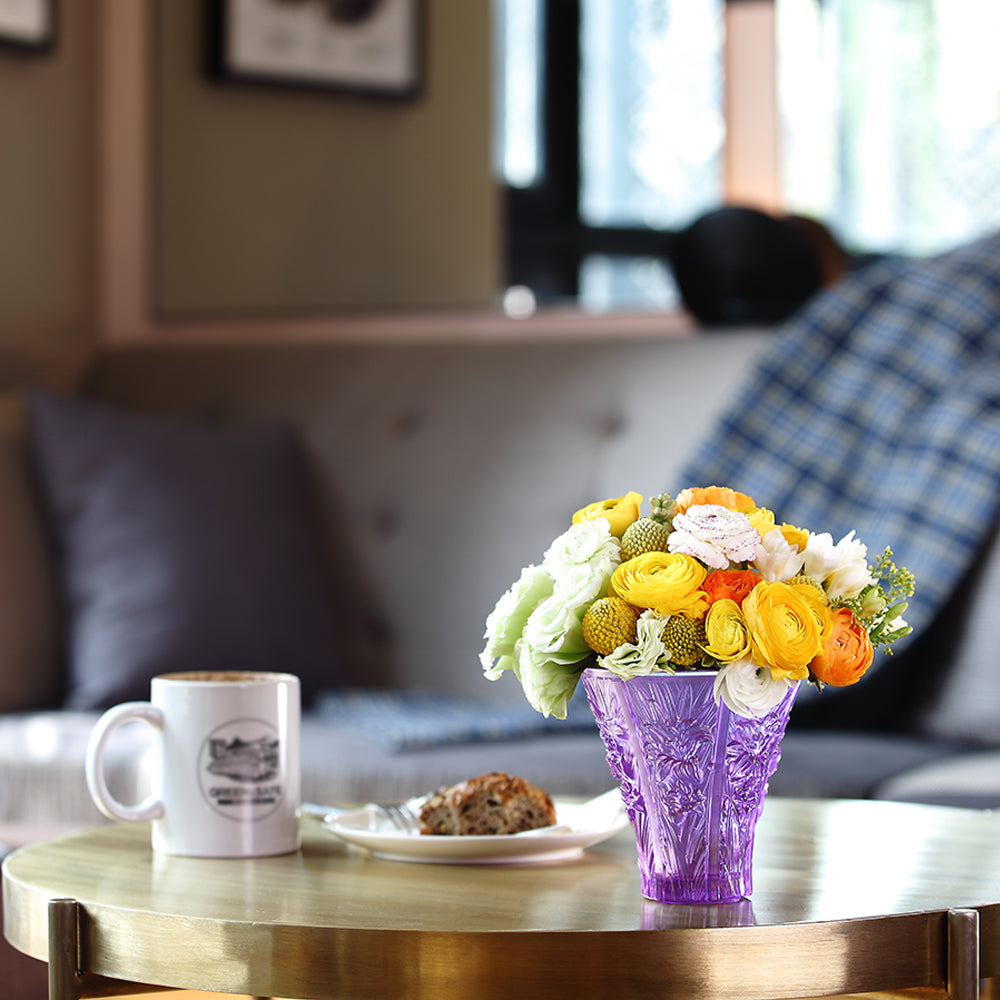 LIULI Crystal Art Crystal Floral Vase, "Profusion of Lilies"