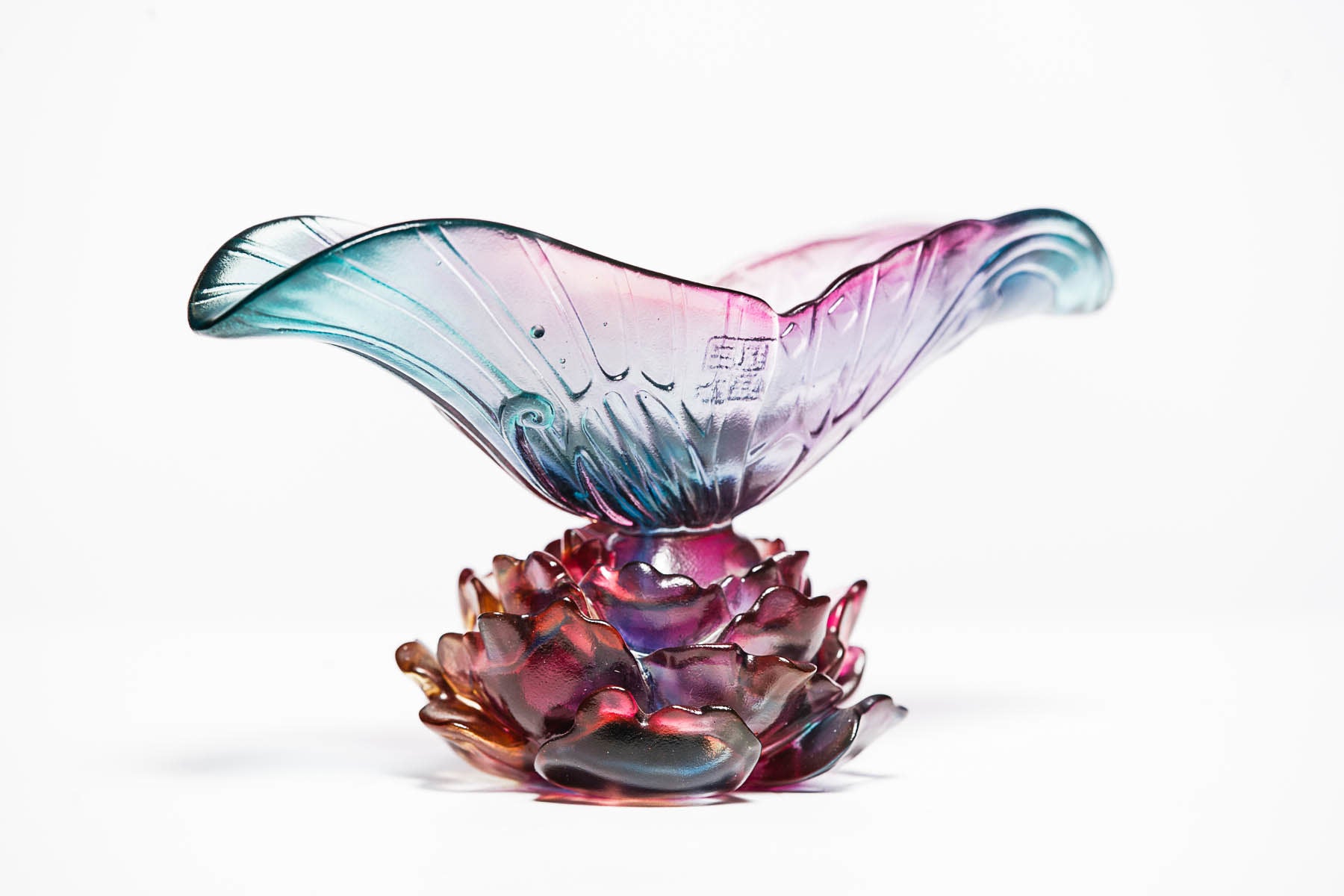 LIULI Crystal Art Crystal Lotus Butterfly Chalice "The Attracted Butterfly"