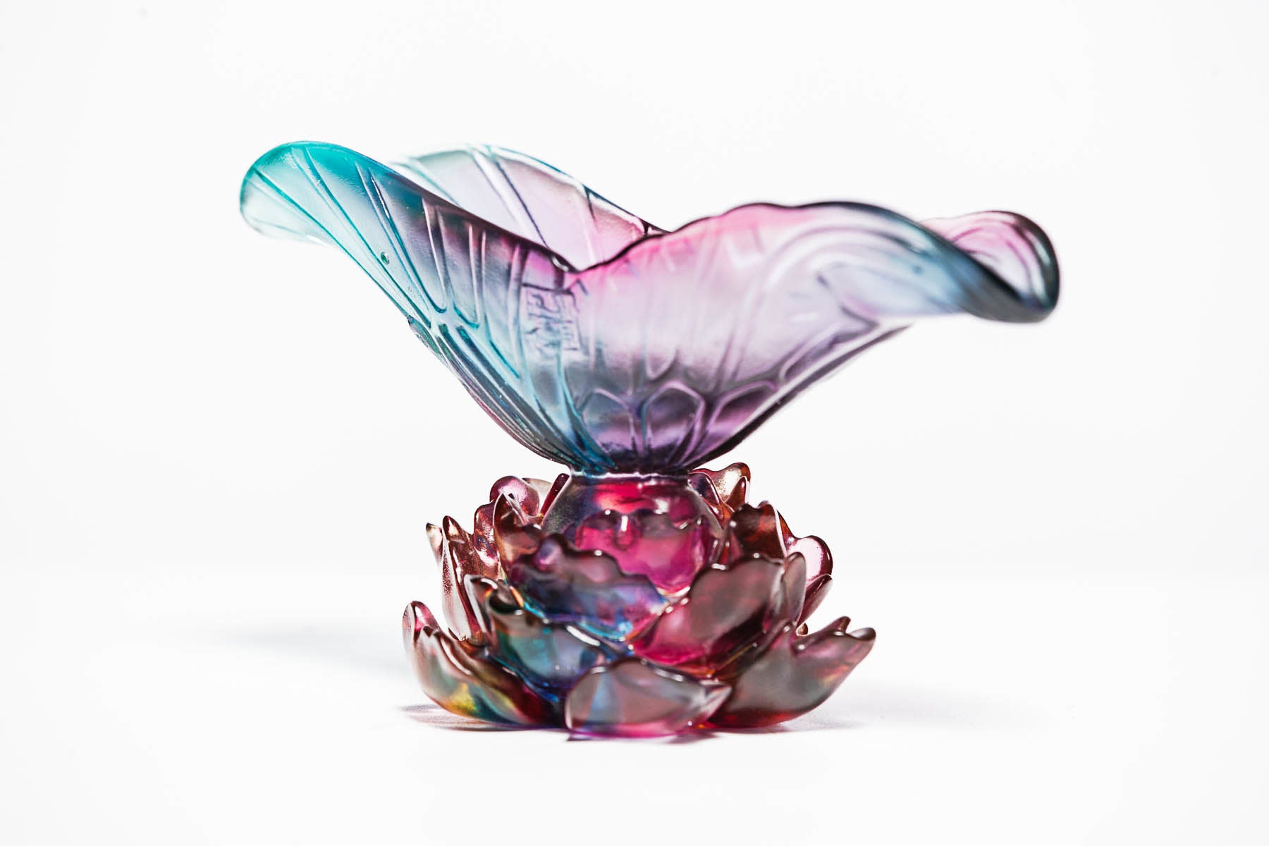 LIULI Crystal Art Crystal Lotus Butterfly Chalice "The Attracted Butterfly"