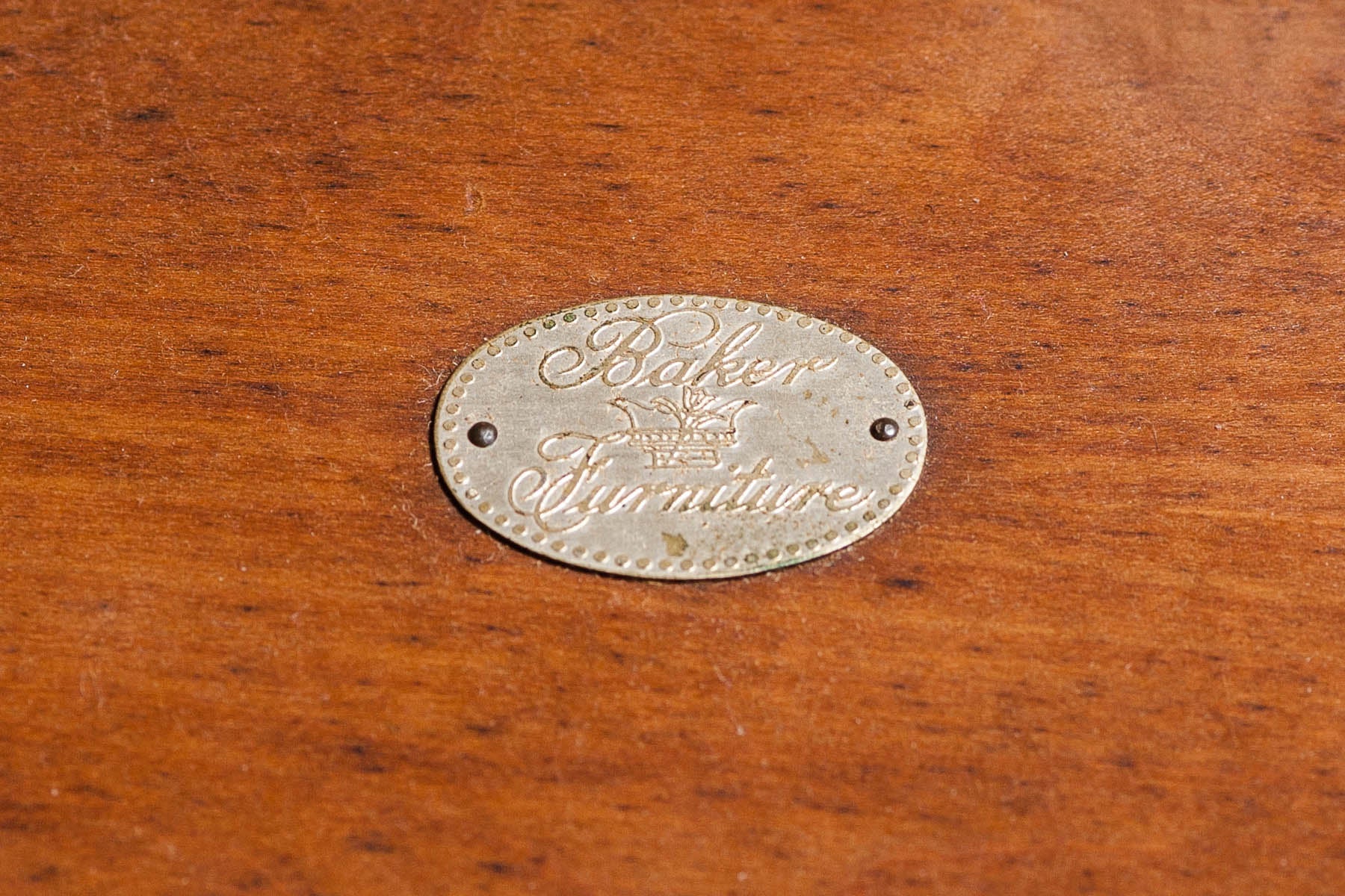 Mid-Century Baker Campaign Style Square End Tables Nightstands (Pair)