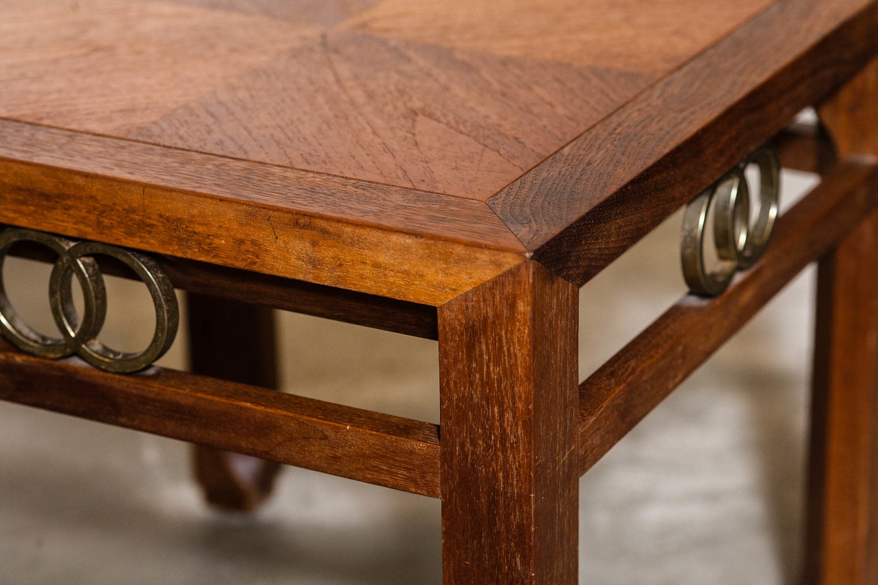 Mid-Century Baker Campaign Style Square End Tables Nightstands (Pair)