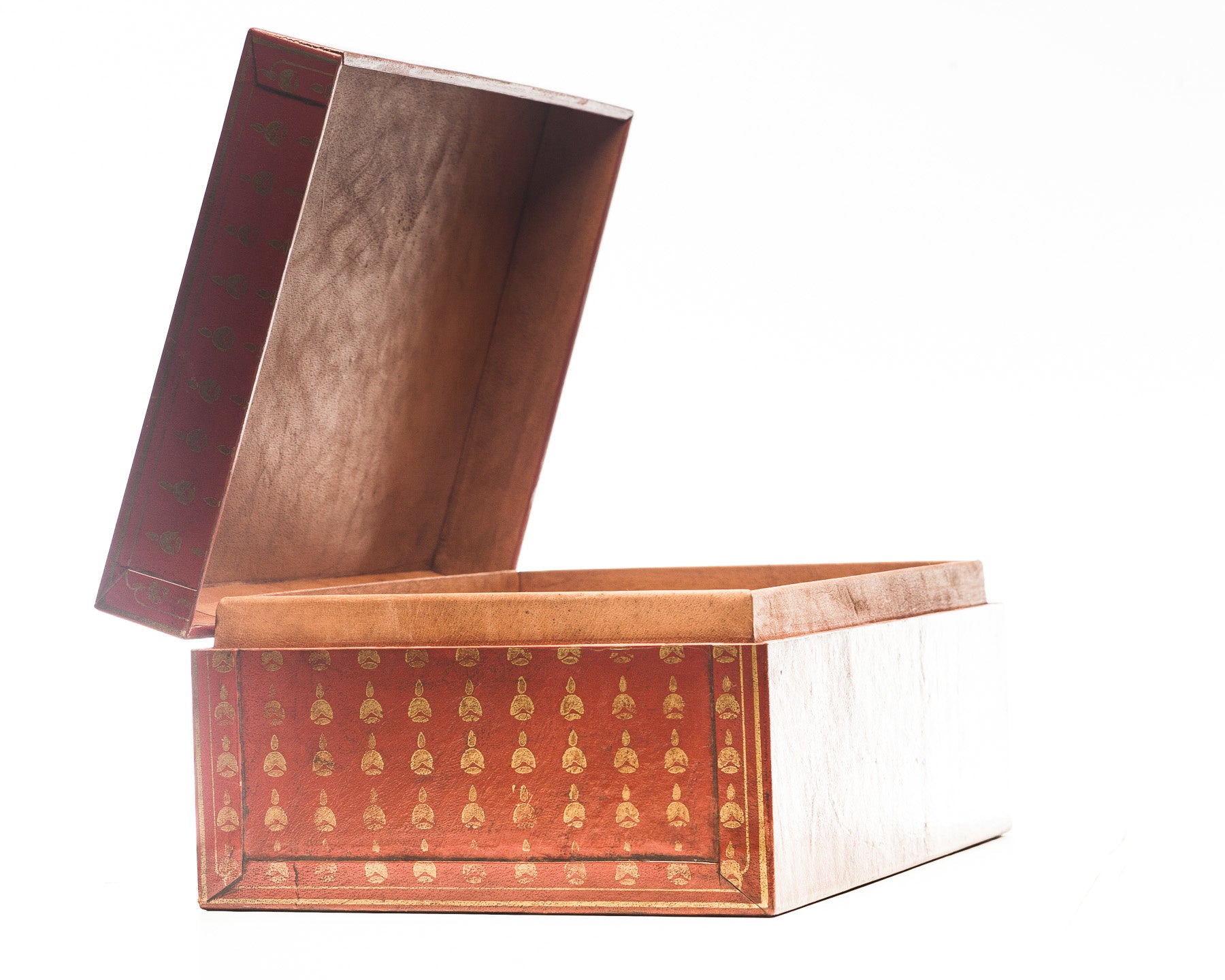 Mandarin Red hand-painted Chinese bells Leather Box (16.5")