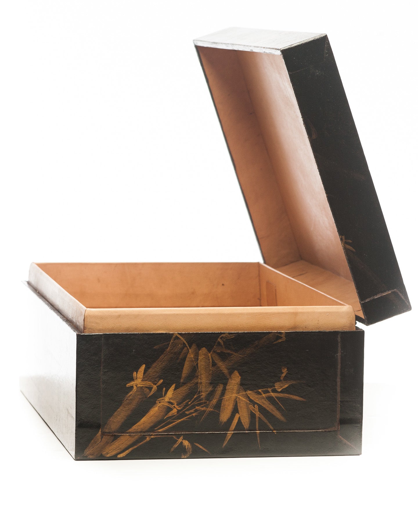 Black hand-painted Meridian Design Leather Box (16.5")