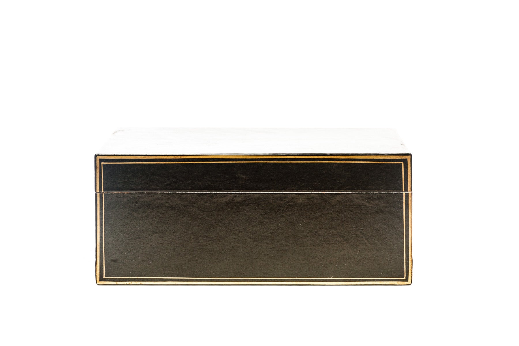 Black Regalia Leather Box (16.5") with hand-painted tuxedo gold trim