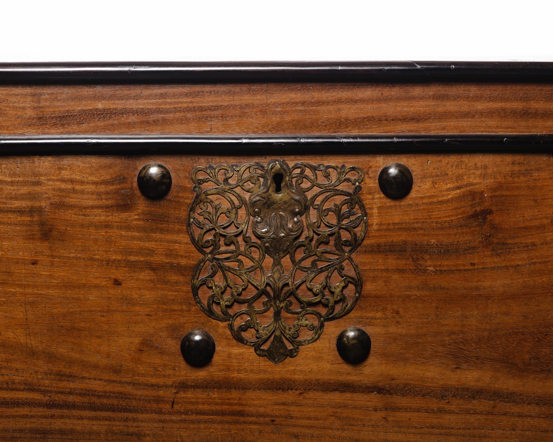 Dutch Colonial Style Teak, Ebony Wood Chest on Stand