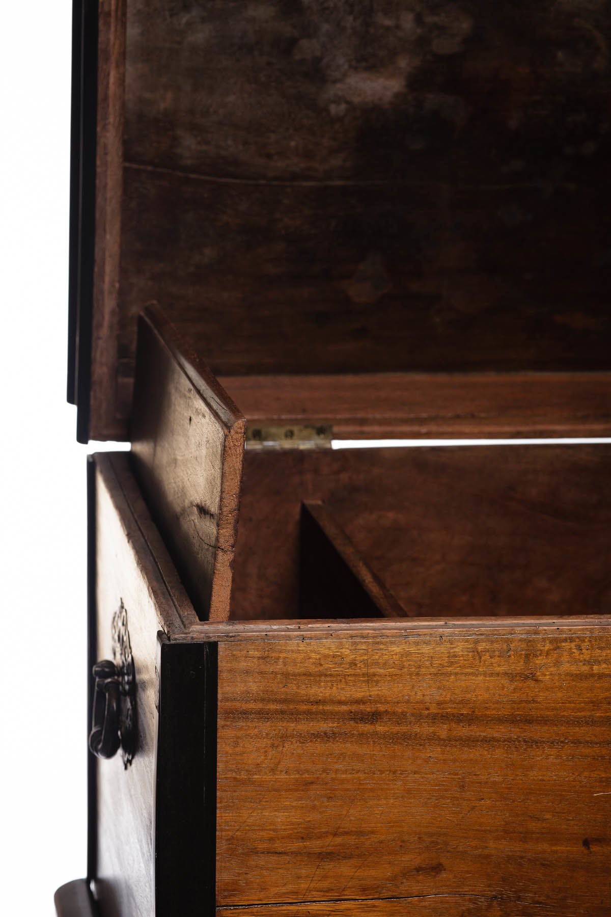 Dutch Colonial Style Teak, Ebony Wood Chest on Stand