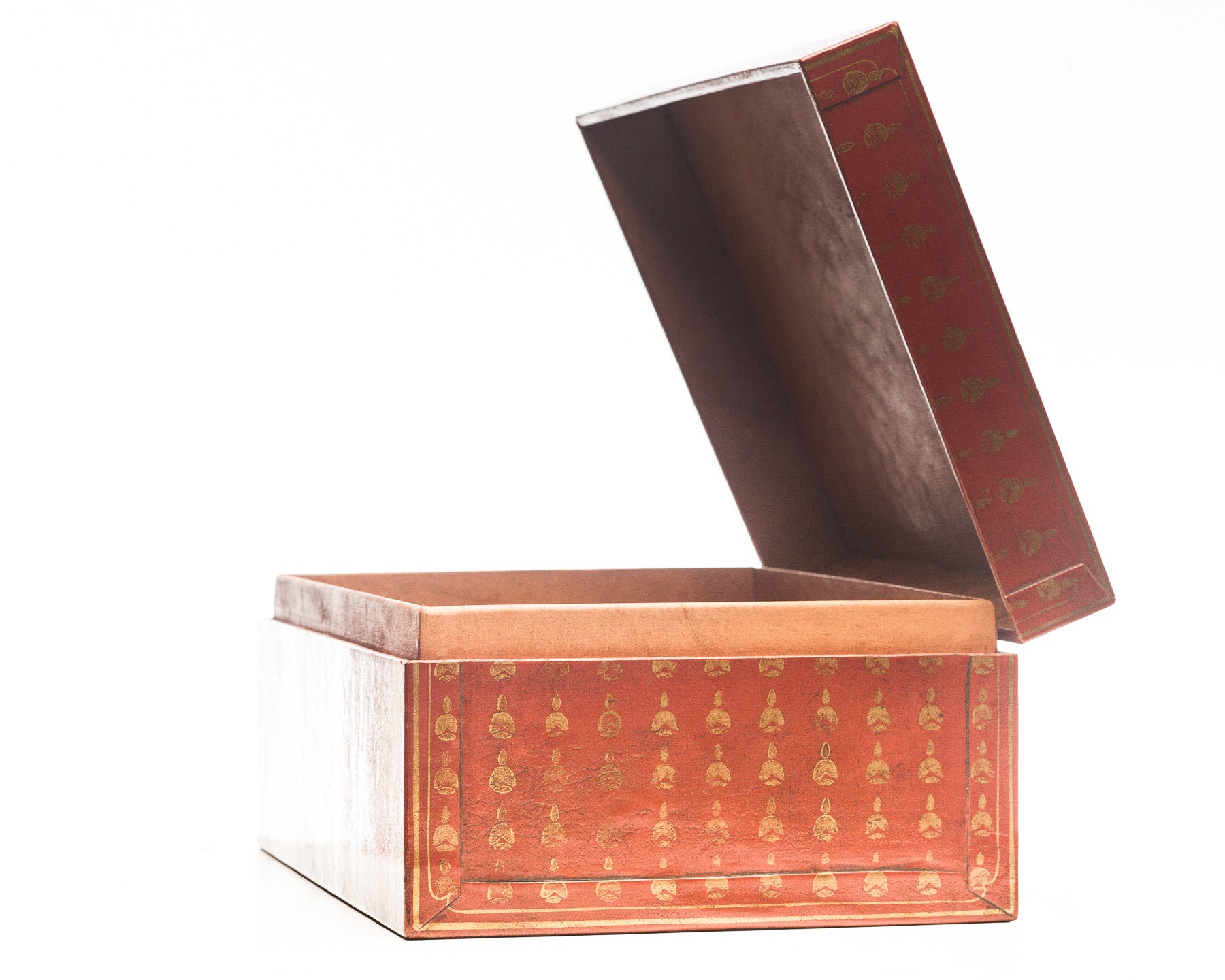 Mandarin Red hand-painted Chinese bells Leather Box (16.5")