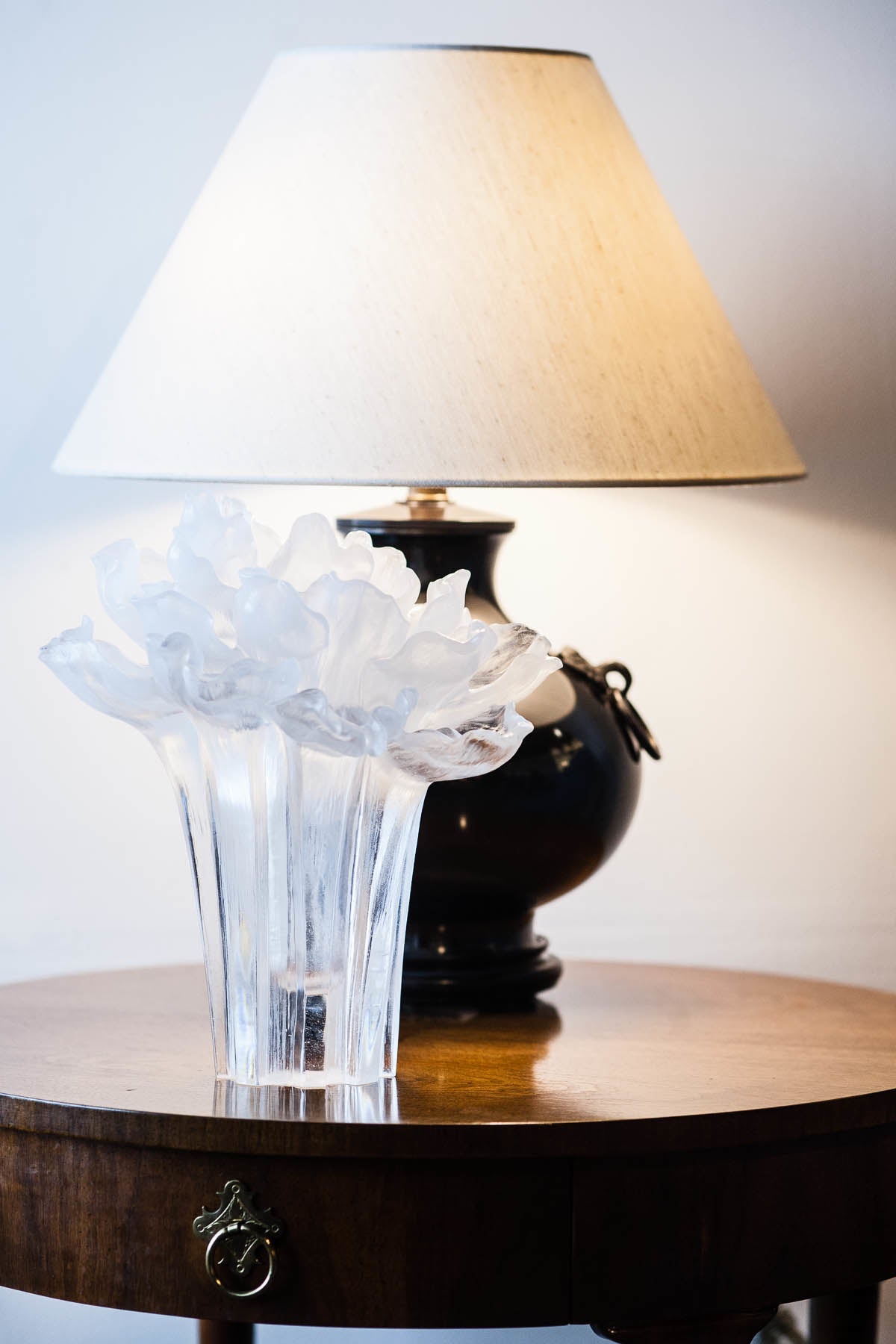 LIULI Crystal Art Crystal Peony Bloom (Powdered White) (Limited Edition) Vase