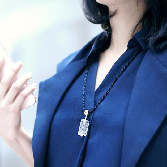 LIULI Crystal Art Crystal Prayer Wheel Pendant Necklace, Eternal Cycle of Compassion in Powder White