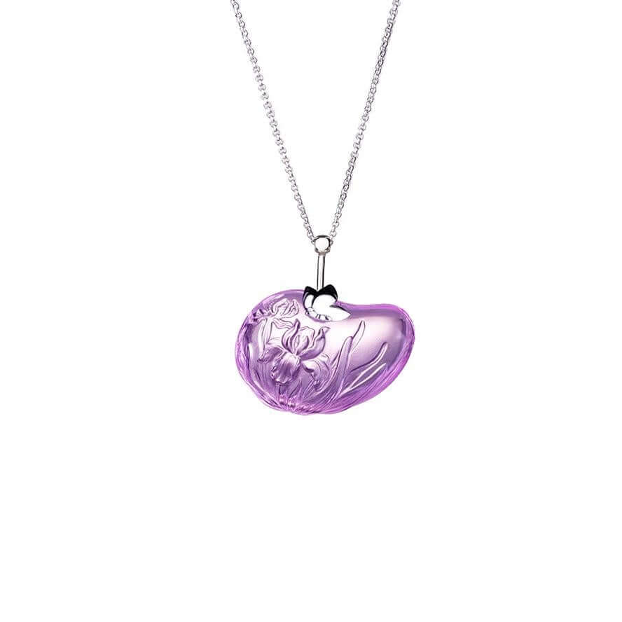 LIULI Crystal Art Crystal and Sterling Silver Iris "Messenger of Freedom" Pendant Necklace in Red