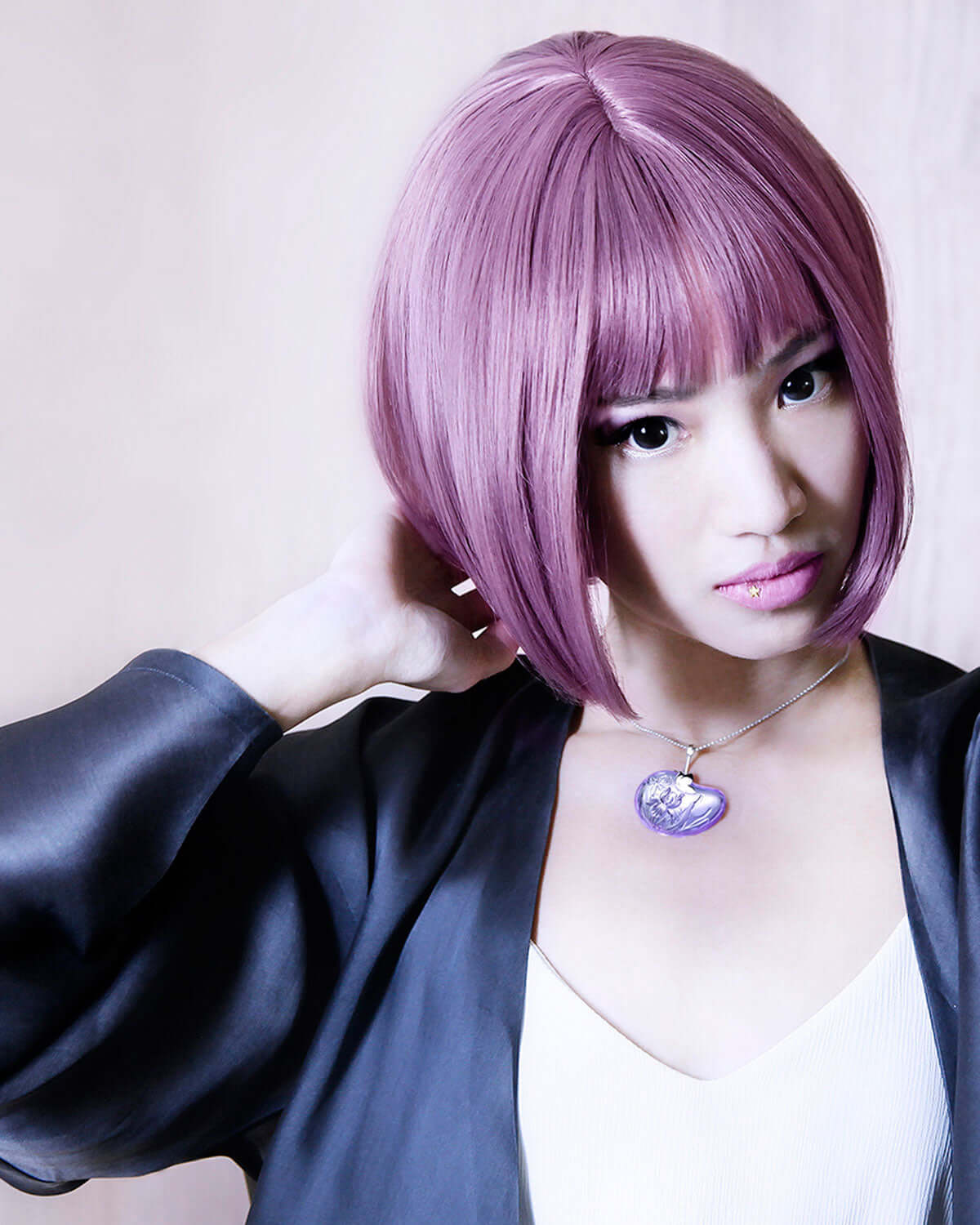 LIULI Crystal Art Crystal and Sterling Silver " Messenger of Freedom" Iris Pendant Necklace in Violet