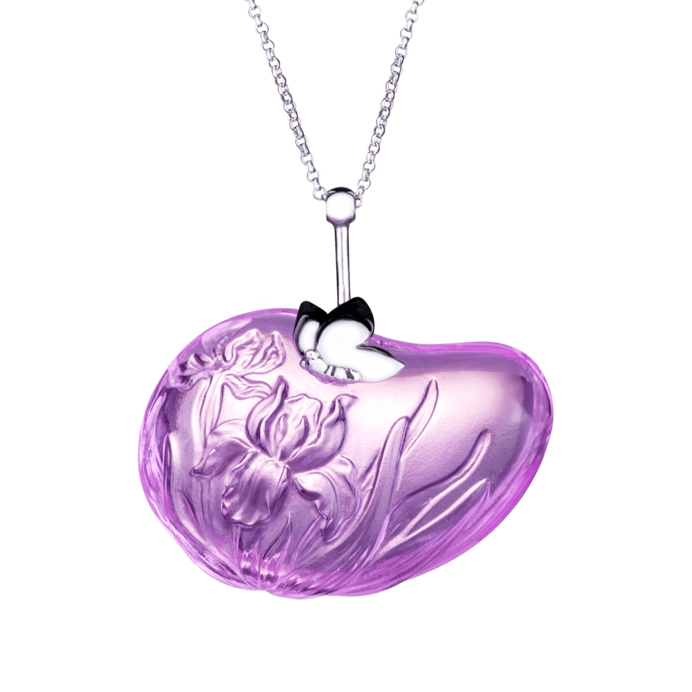 LIULI Crystal Art Crystal and Sterling Silver Iris "Messenger of Freedom" Pendant Necklace in Red