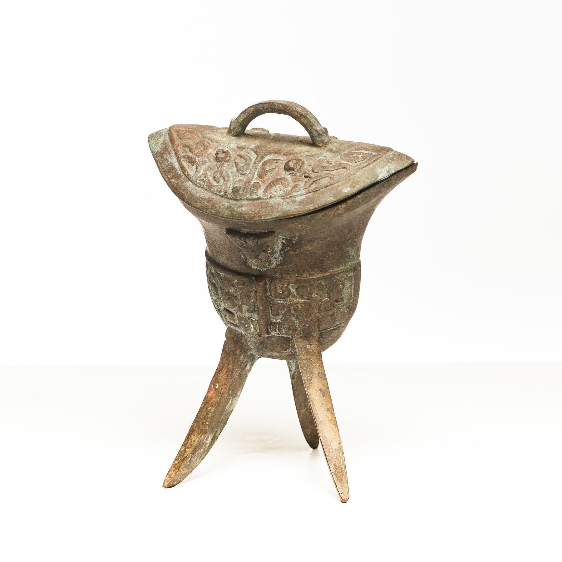 Patinated Wine Vessel with Lid
