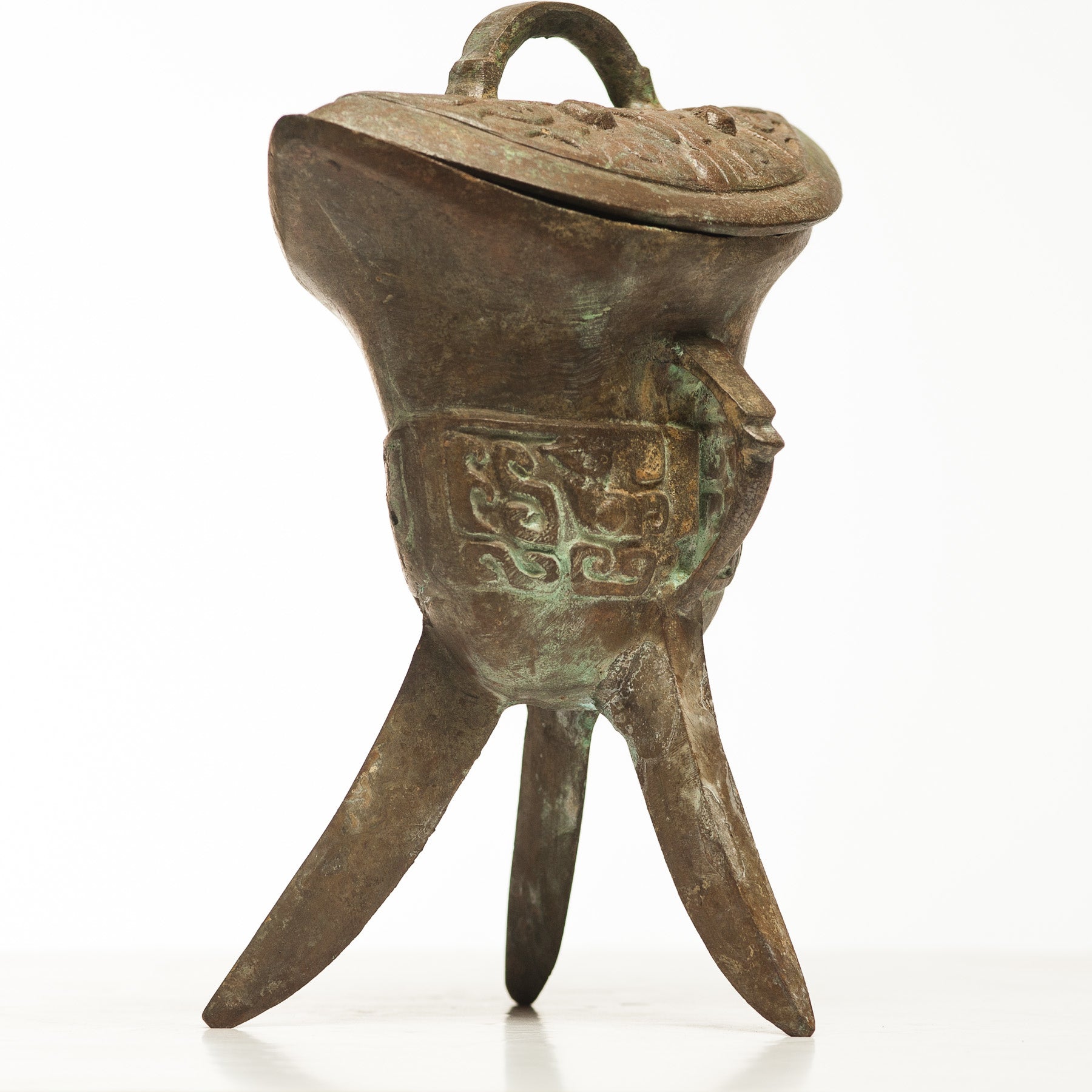 Patinated Wine Vessel with Lid