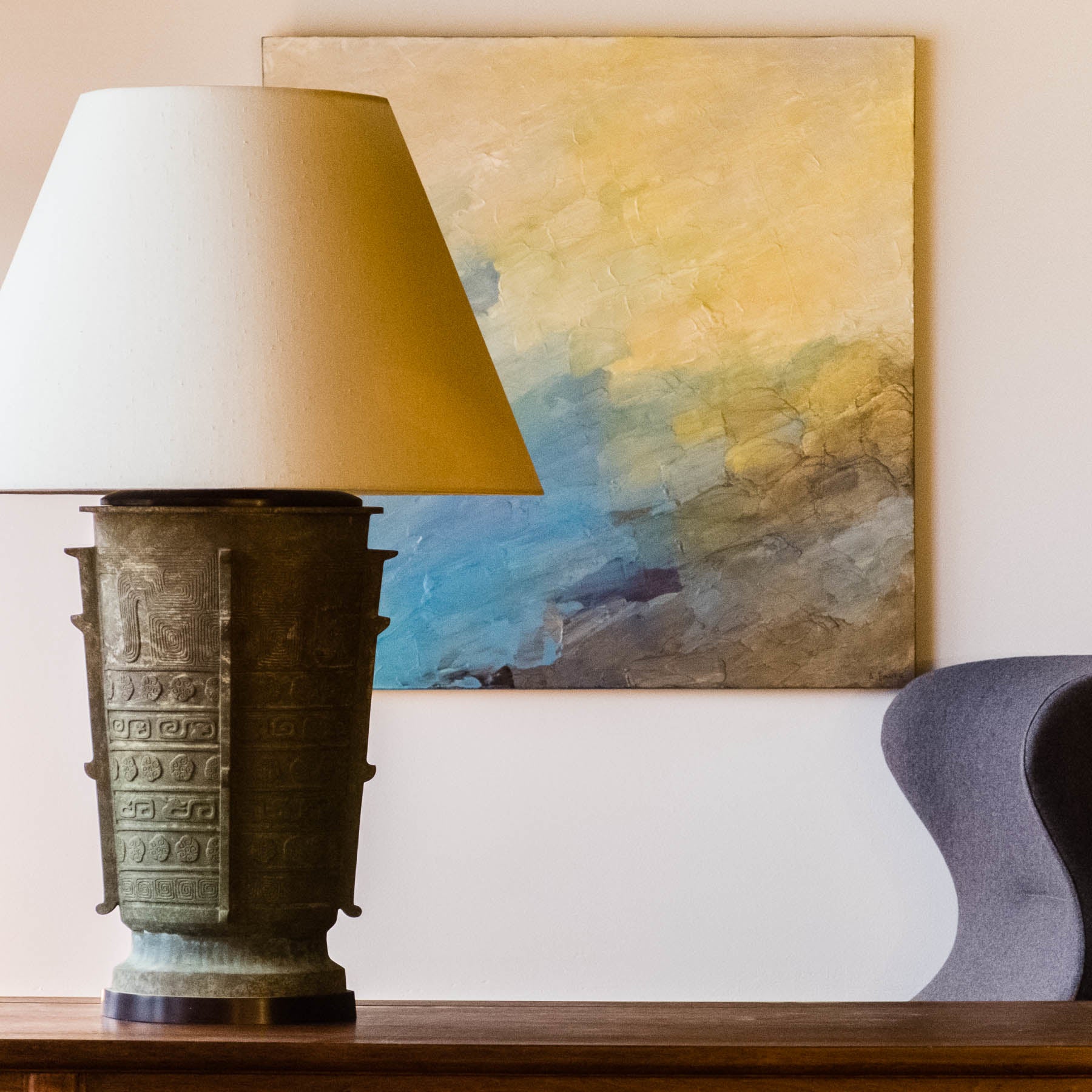 Lawrence & Scott Eclipse Verdigris Bronze Table Lamp