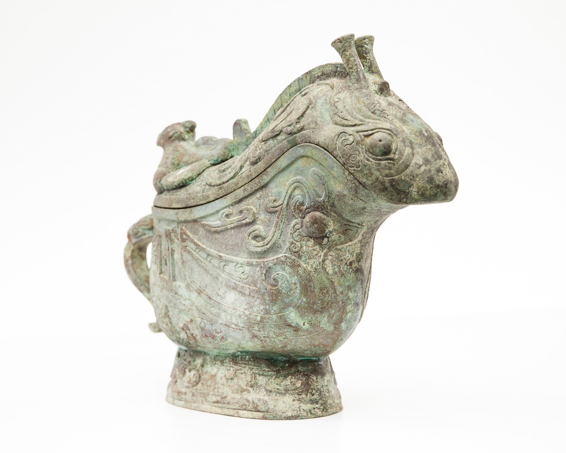 Large Verdigris Bronze Snail Box