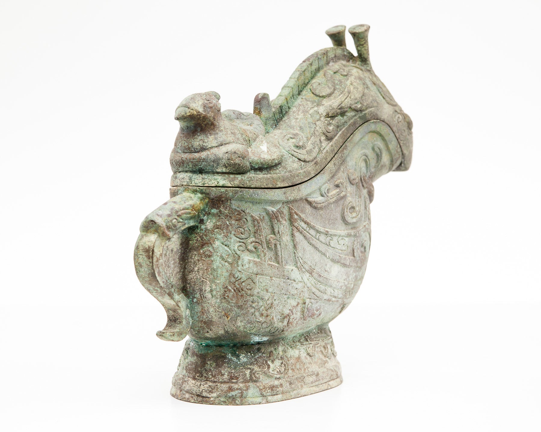 Large Verdigris Bronze Snail Box