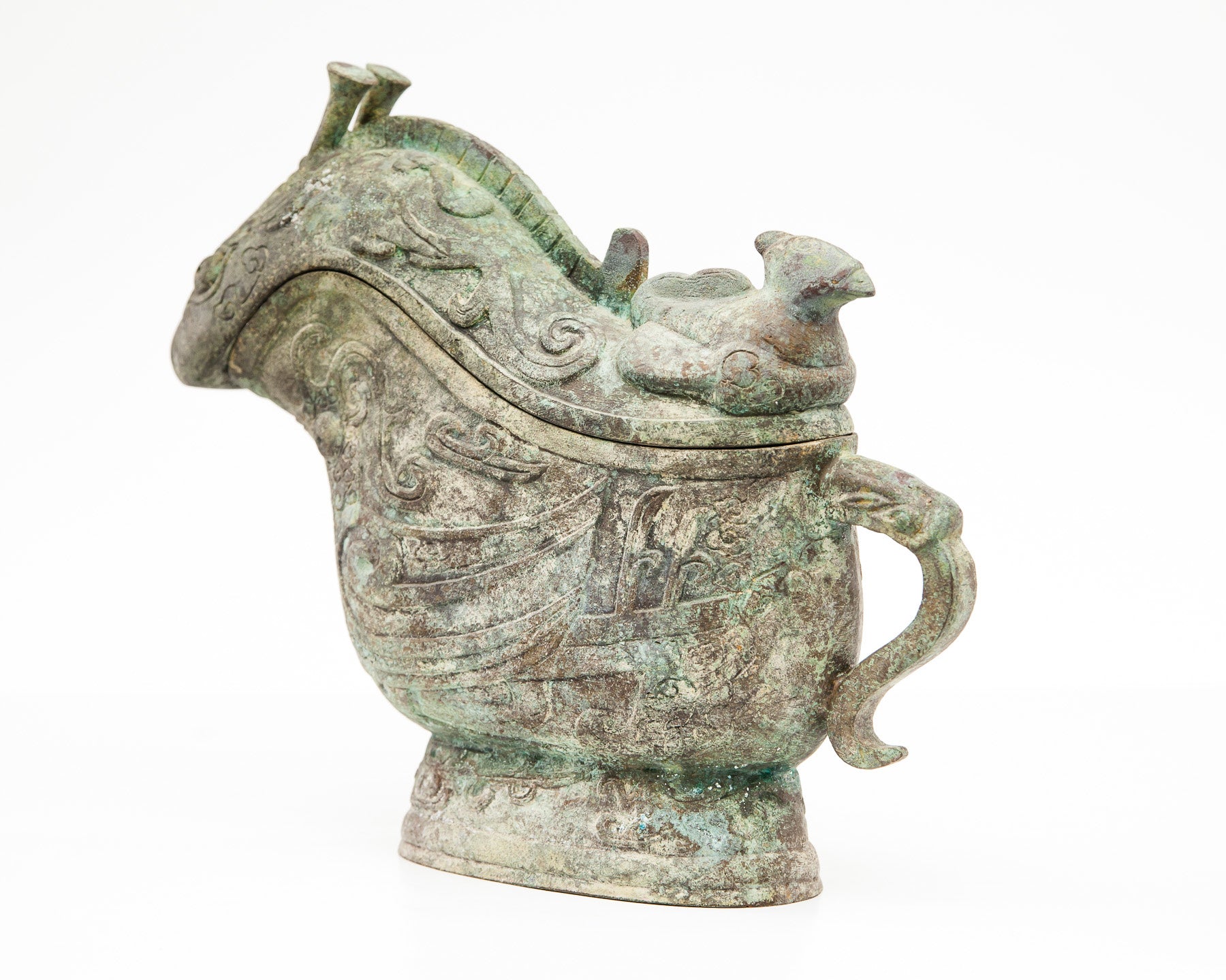 Large Verdigris Bronze Snail Box