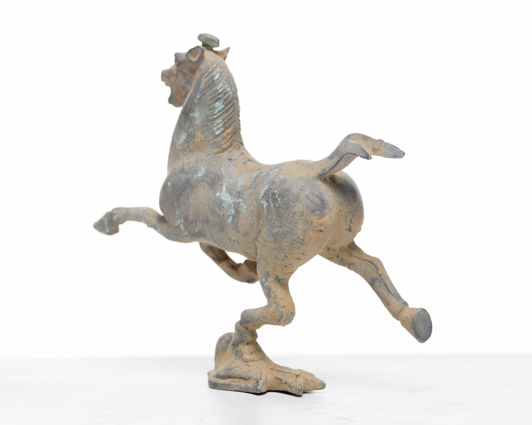 Verdigris Bronze Galloping Horse on Flying Swallow Sculpture