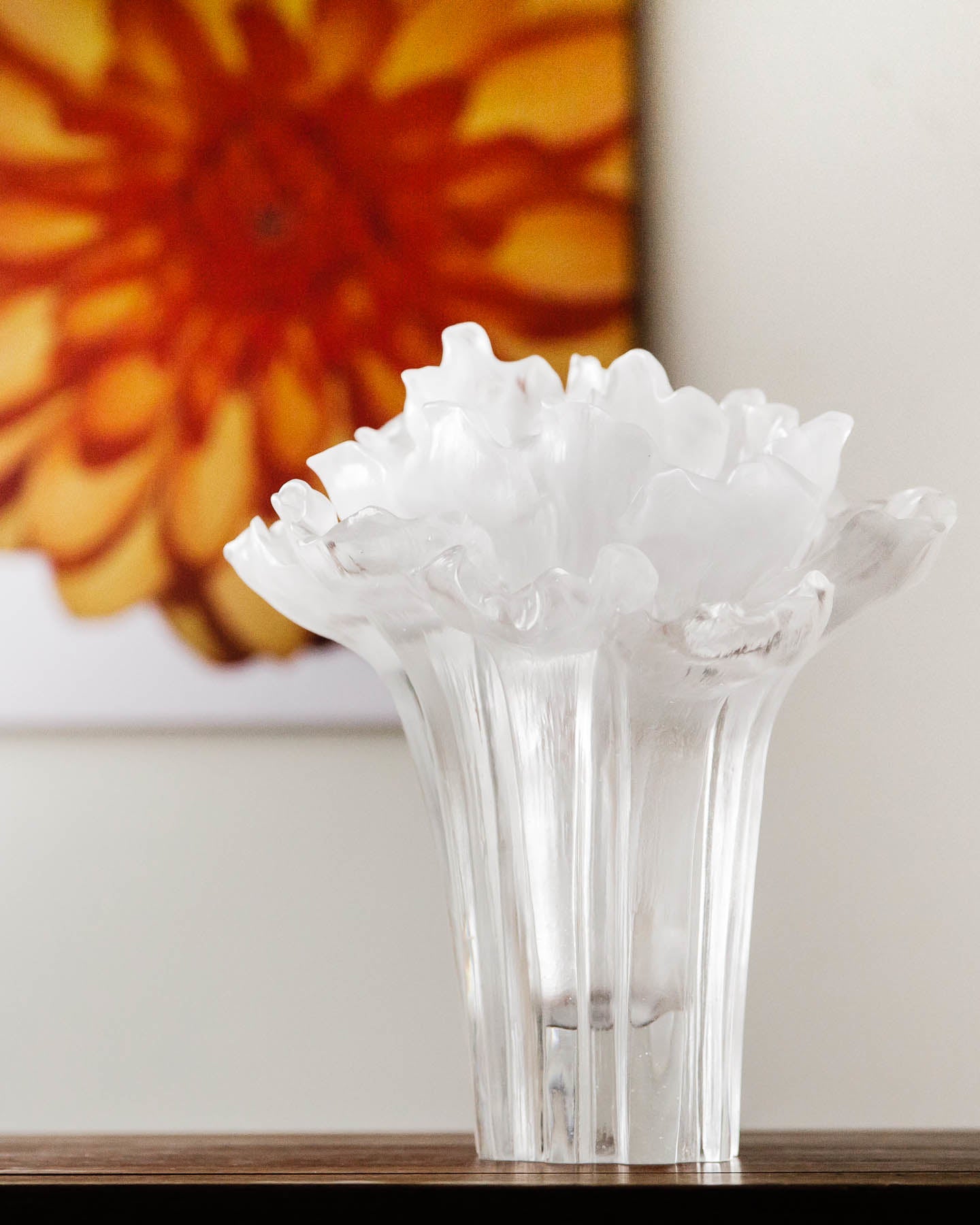 LIULI Crystal Art Crystal Peony Bloom (Powdered White) (Limited Edition) Vase