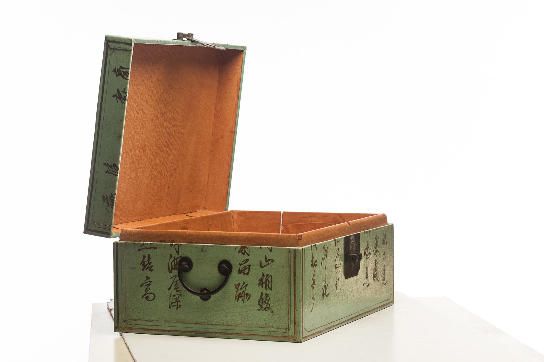 Pine Green Leather Inscription Box with Full Hardware (16.5")