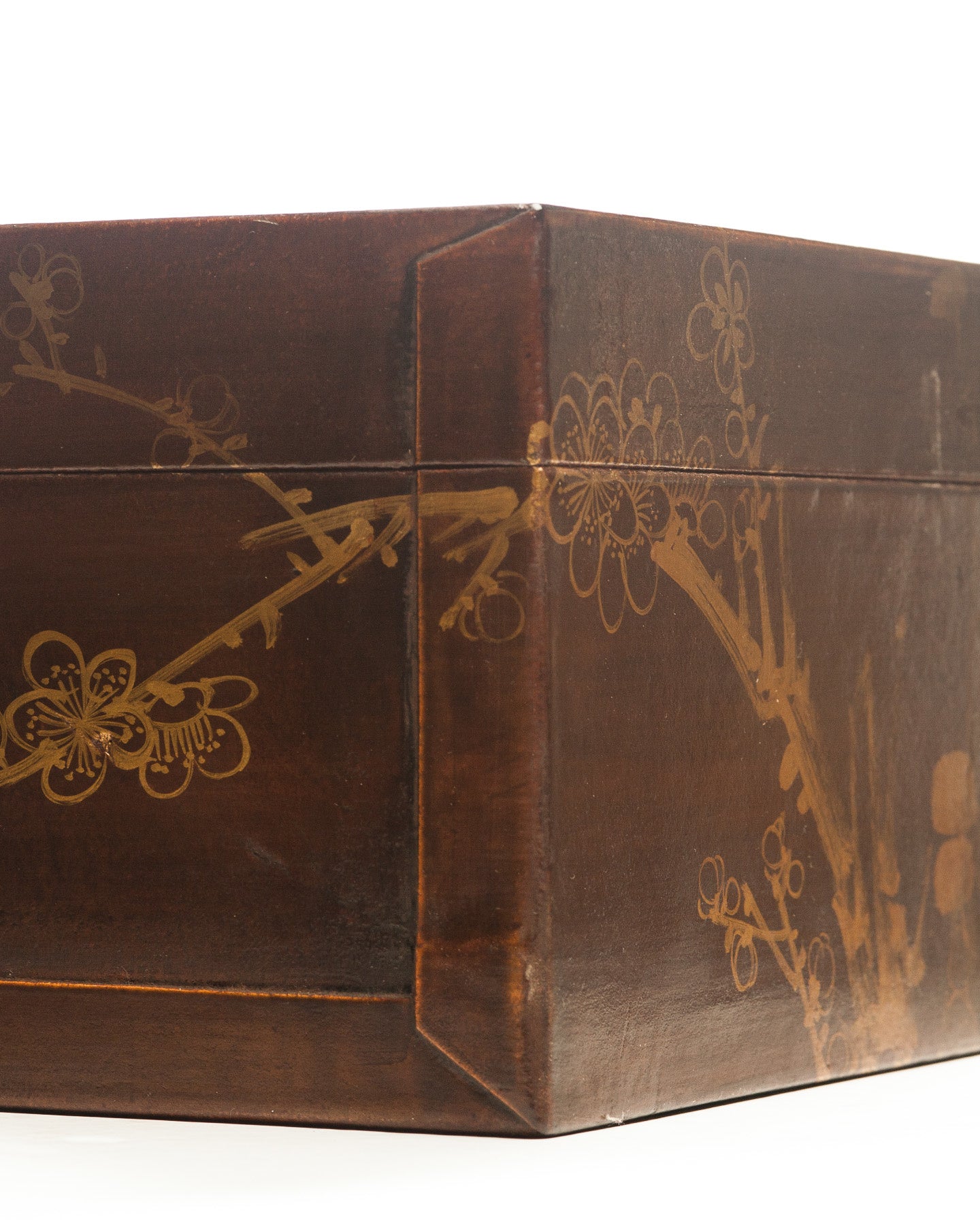 Mahogany Meridian Leather Box ( 16.5") with hand-painted winter motif