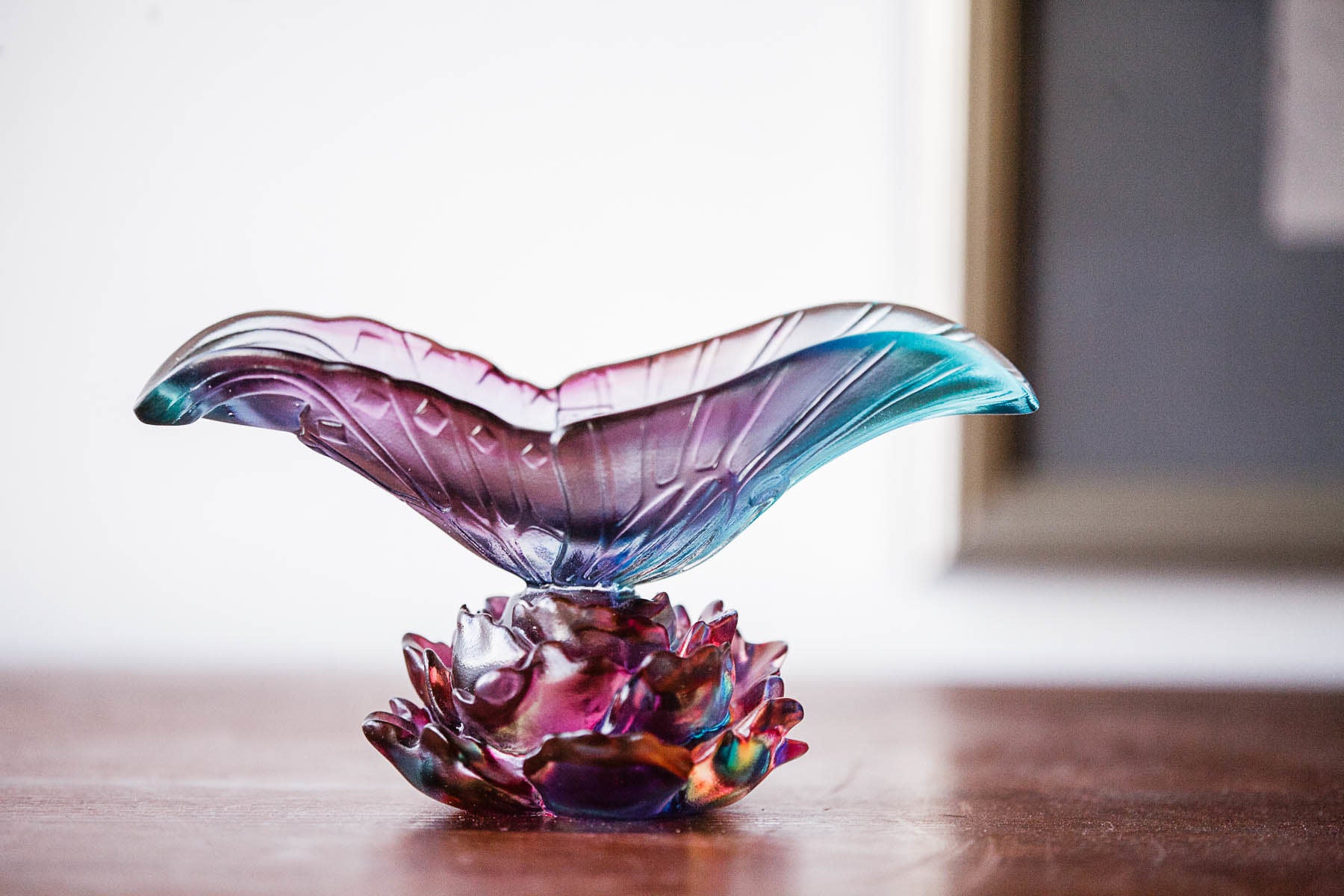 LIULI Crystal Art Crystal Lotus Butterfly Chalice "The Attracted Butterfly"