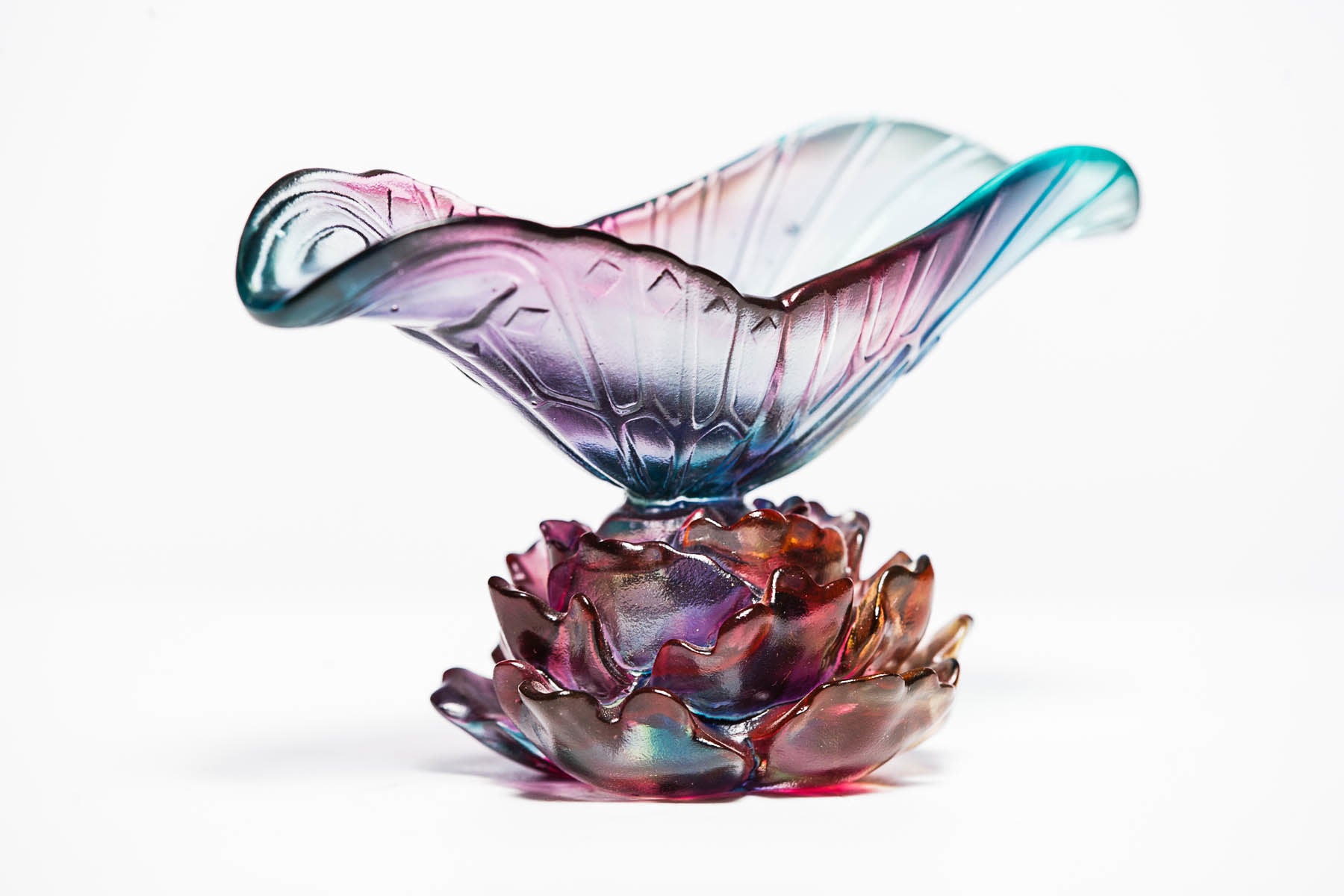 LIULI Crystal Art Crystal Lotus Butterfly Chalice "The Attracted Butterfly"