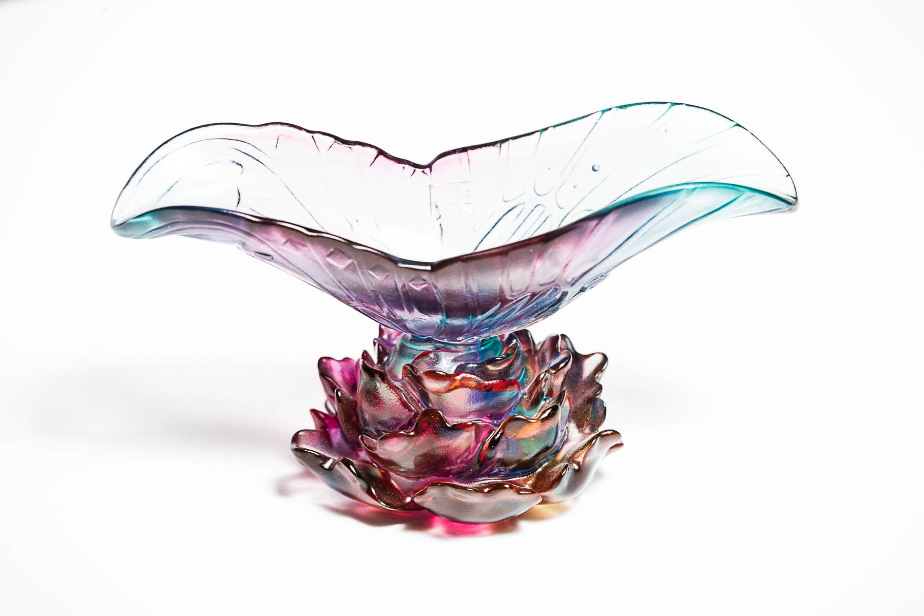 LIULI Crystal Art Crystal Lotus Butterfly Chalice "The Attracted Butterfly"