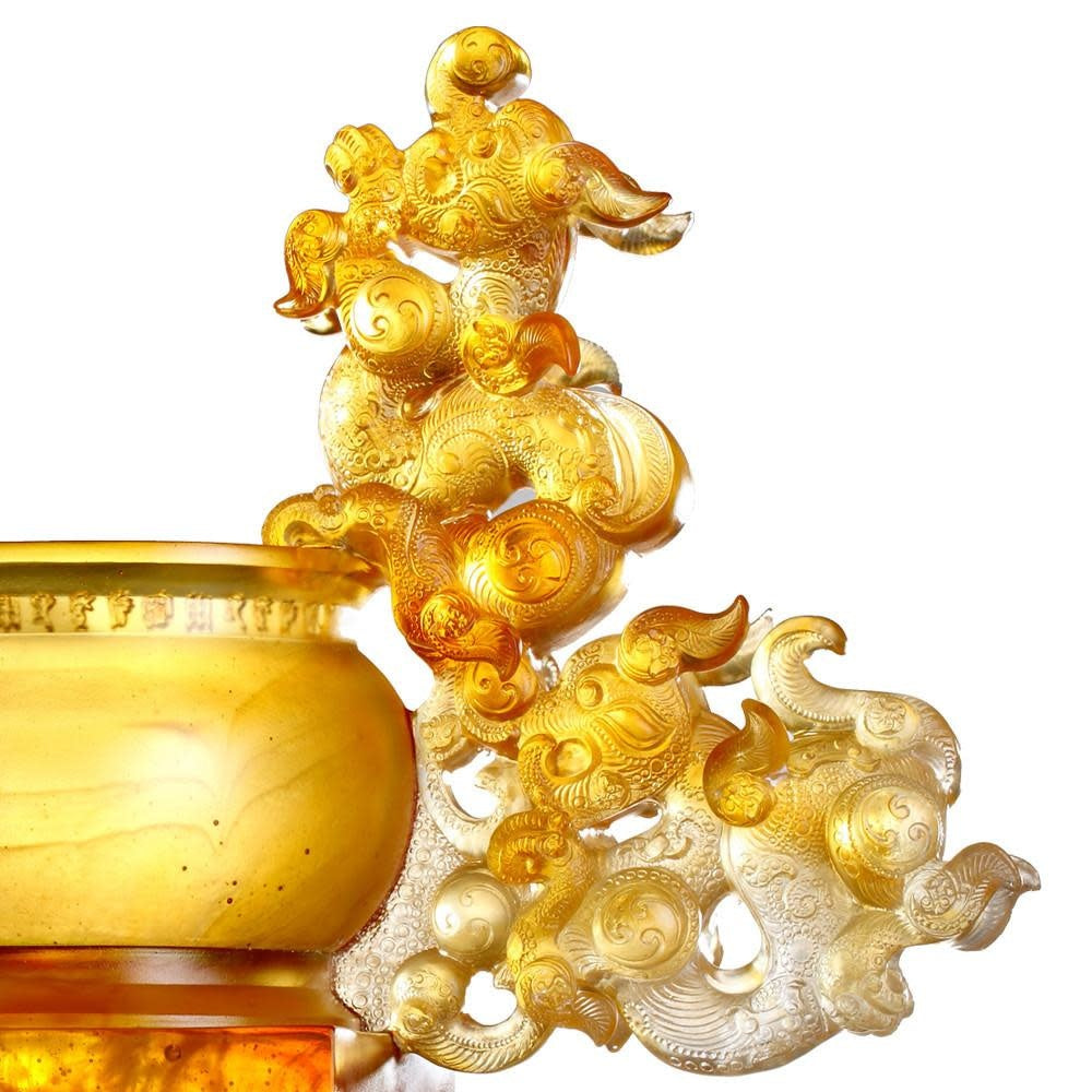 LIULI Crystal Art Exultation of Heaven and Earth Ding (Nobility) - Dragon Vessel, Crystal Chinese Ding