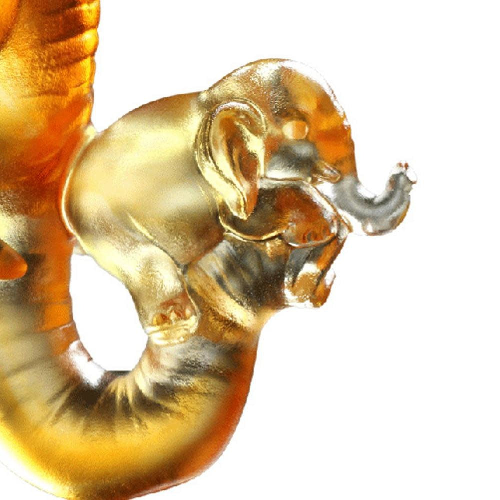 LIULI Crystal Art Crystal Elephant, "A Push Forward the Fortune"