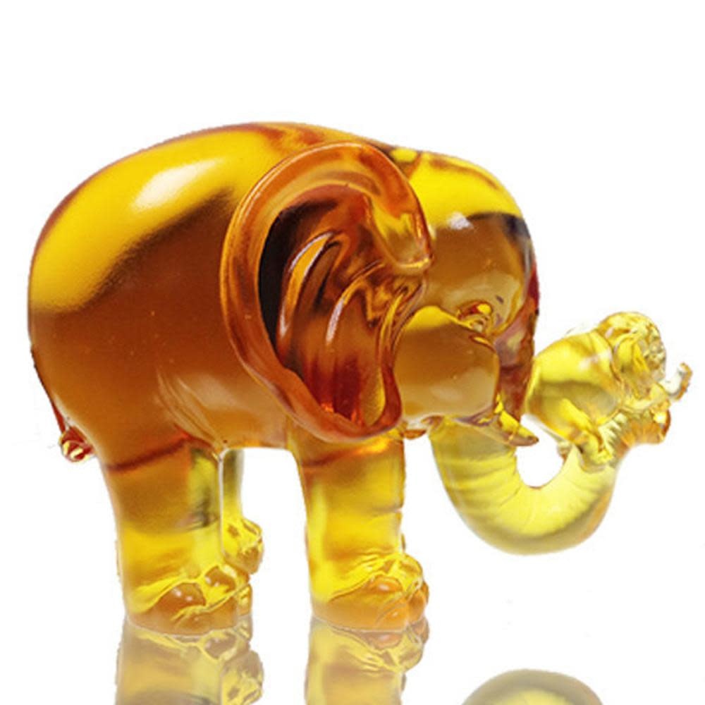 LIULI Crystal Art Crystal Elephant, "A Push Forward the Fortune"