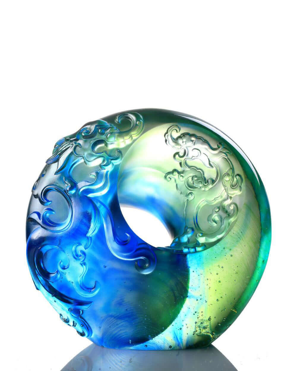 LIULI Crystal Art Crystal Abstract Dragon & Taichi Statue (Limited Edition)