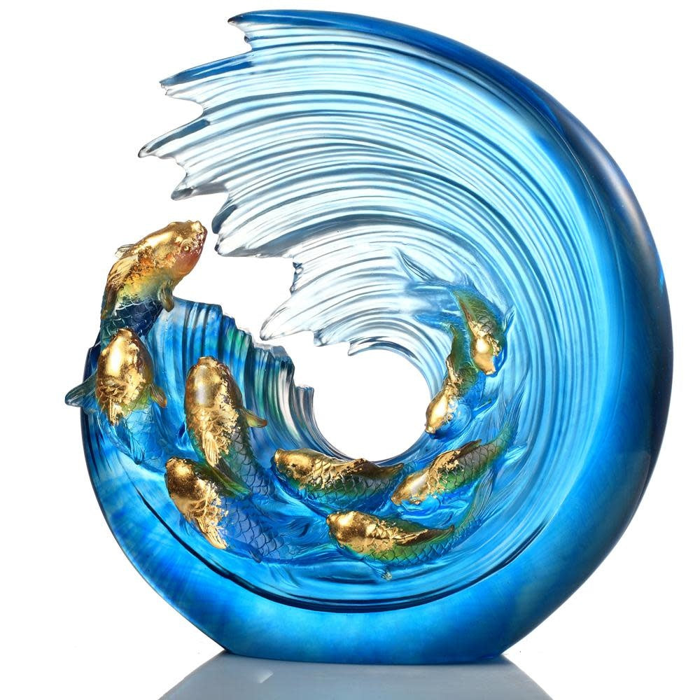 LIULI Crystal Art Crystal Koi with 24k Gold Leaf (Limited Edition)