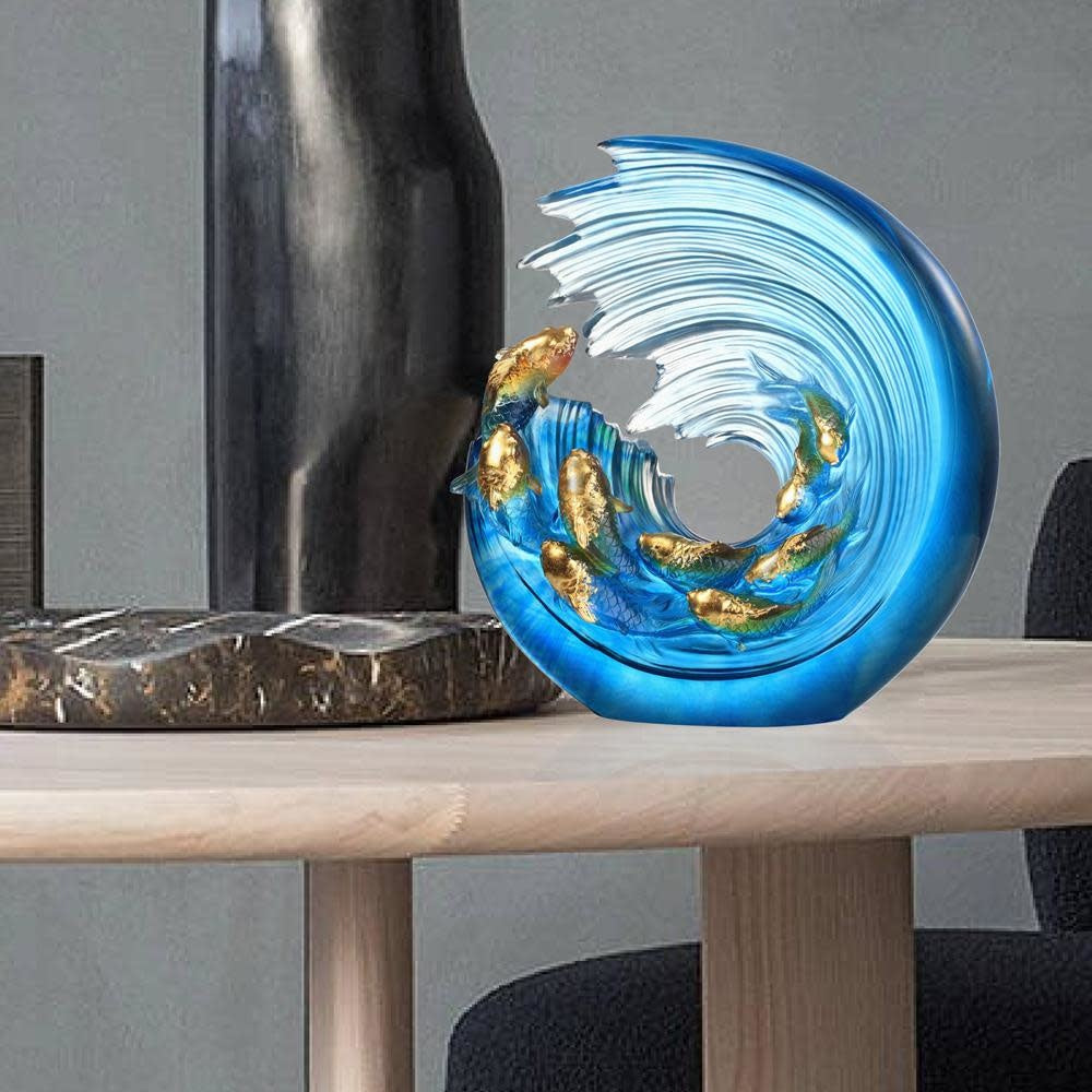 LIULI Crystal Art Crystal Koi with 24k Gold Leaf (Limited Edition)