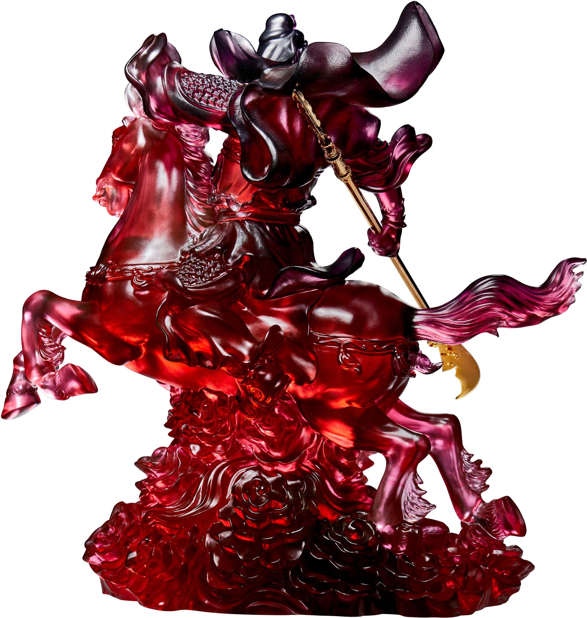 LIULI Crystal Art Crystal Statue of General Guan Gong with 24K Gold-Plated Sword (Limited Edition)