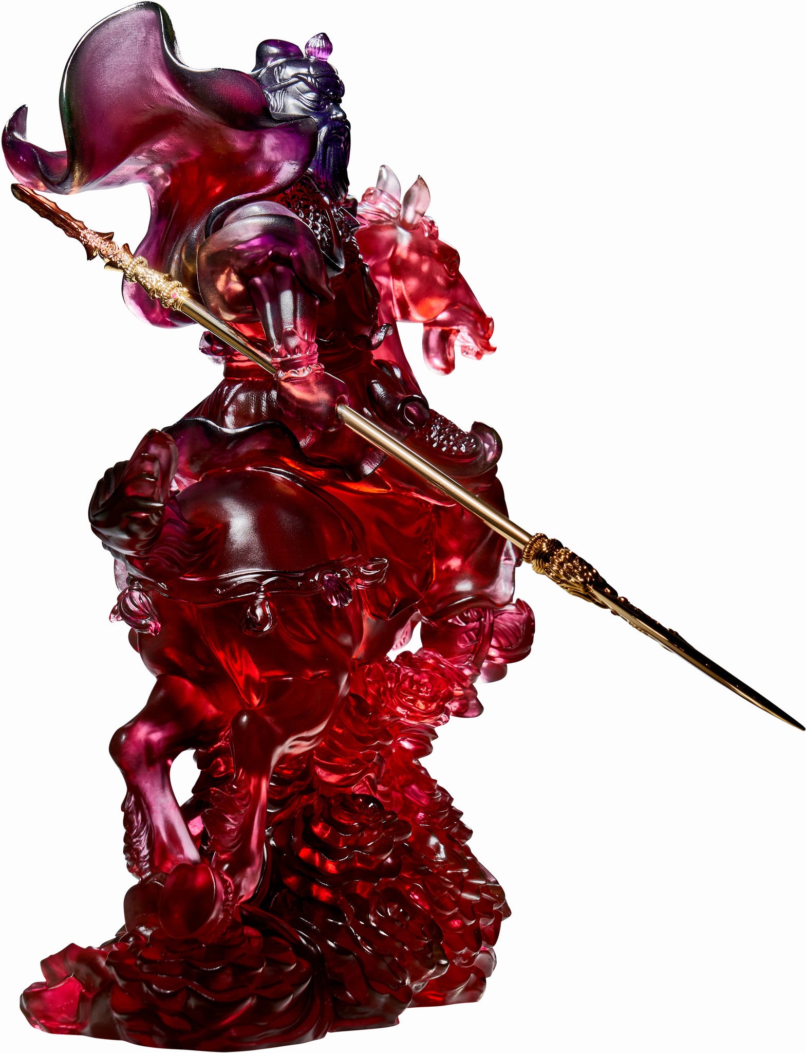 LIULI Crystal Art Crystal Statue of General Guan Gong with 24K Gold-Plated Sword (Limited Edition)