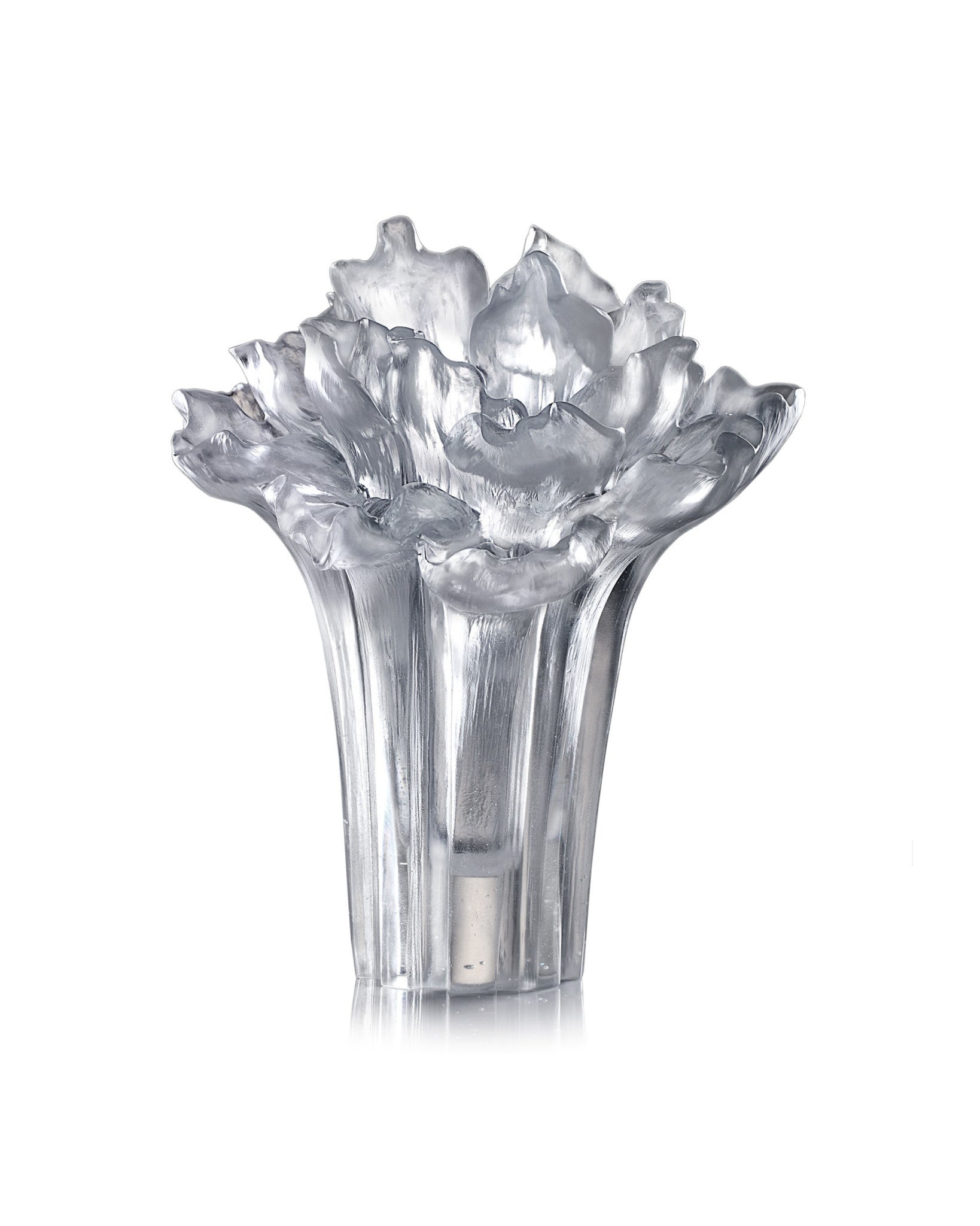 LIULI Crystal Art Crystal Peony Bloom (Powdered White) (Limited Edition) Vase