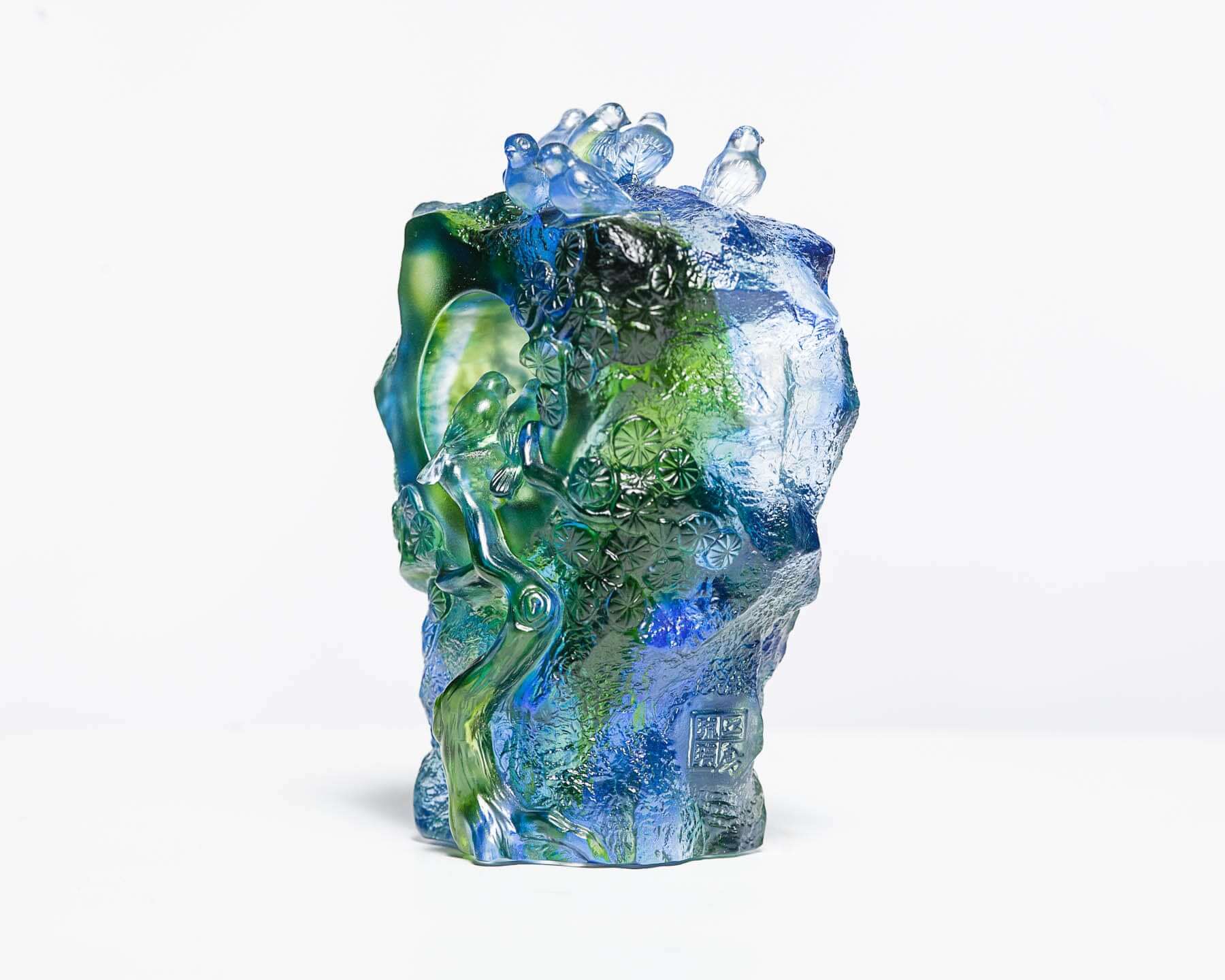 LIULI Crystal Art Crystal Birds Sculpture "Frequent Company" Limited Edition