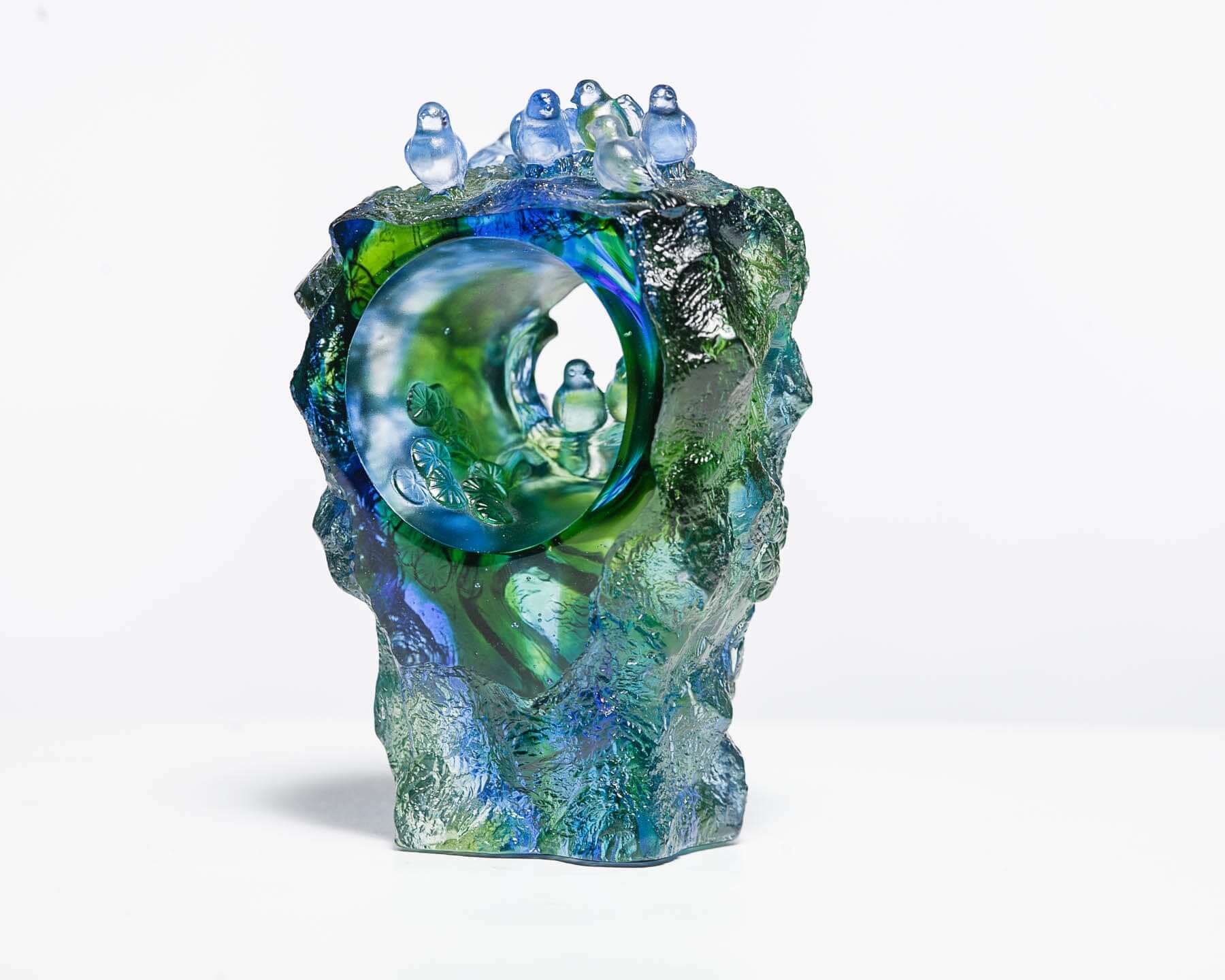 LIULI Crystal Art Crystal Birds Sculpture "Frequent Company" Limited Edition