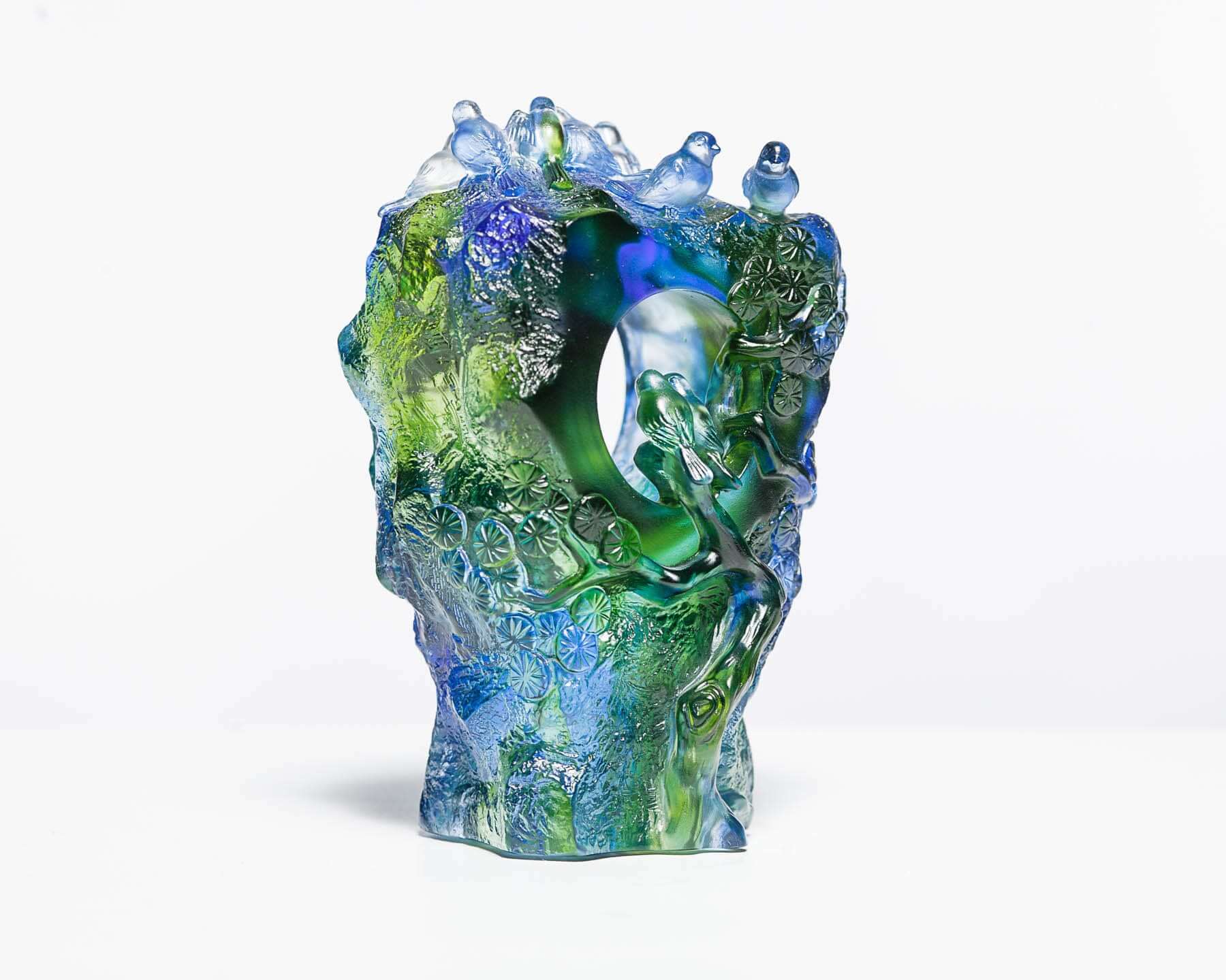 LIULI Crystal Art Crystal Birds Sculpture "Frequent Company" Limited Edition