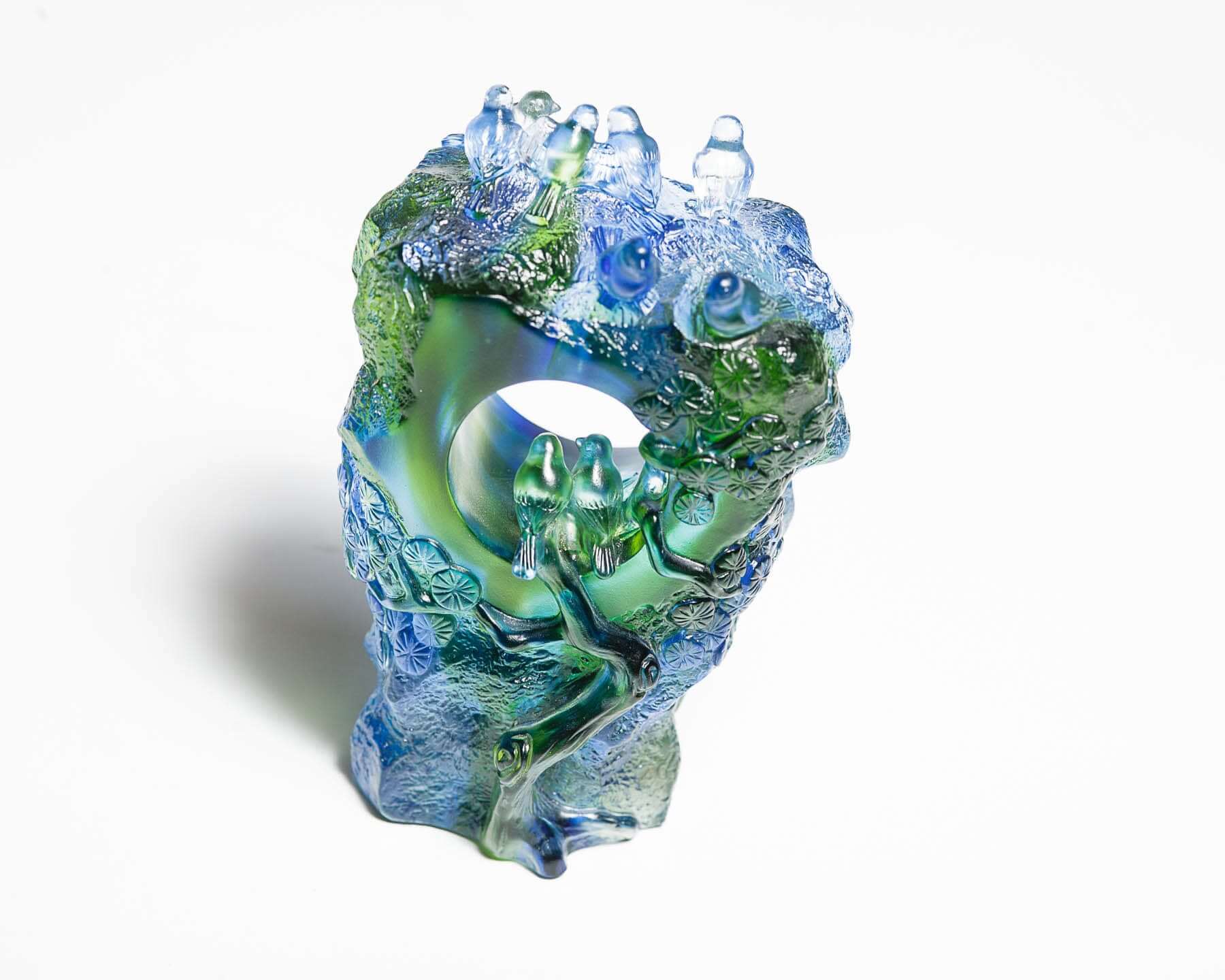 LIULI Crystal Art Crystal Birds Sculpture "Frequent Company" Limited Edition