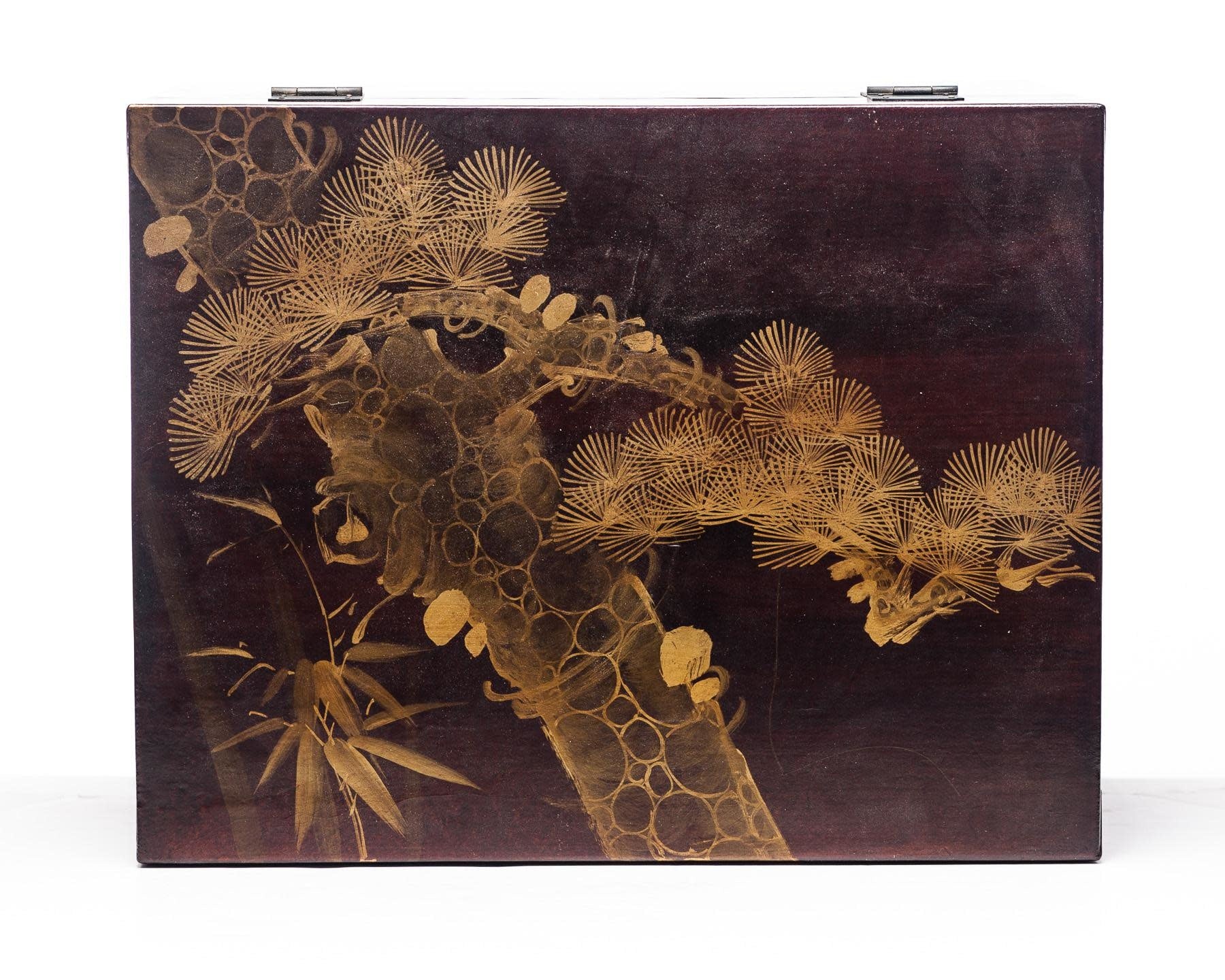 Mahogany Meridian Leather Box (18.5") with Solid Brass Stand